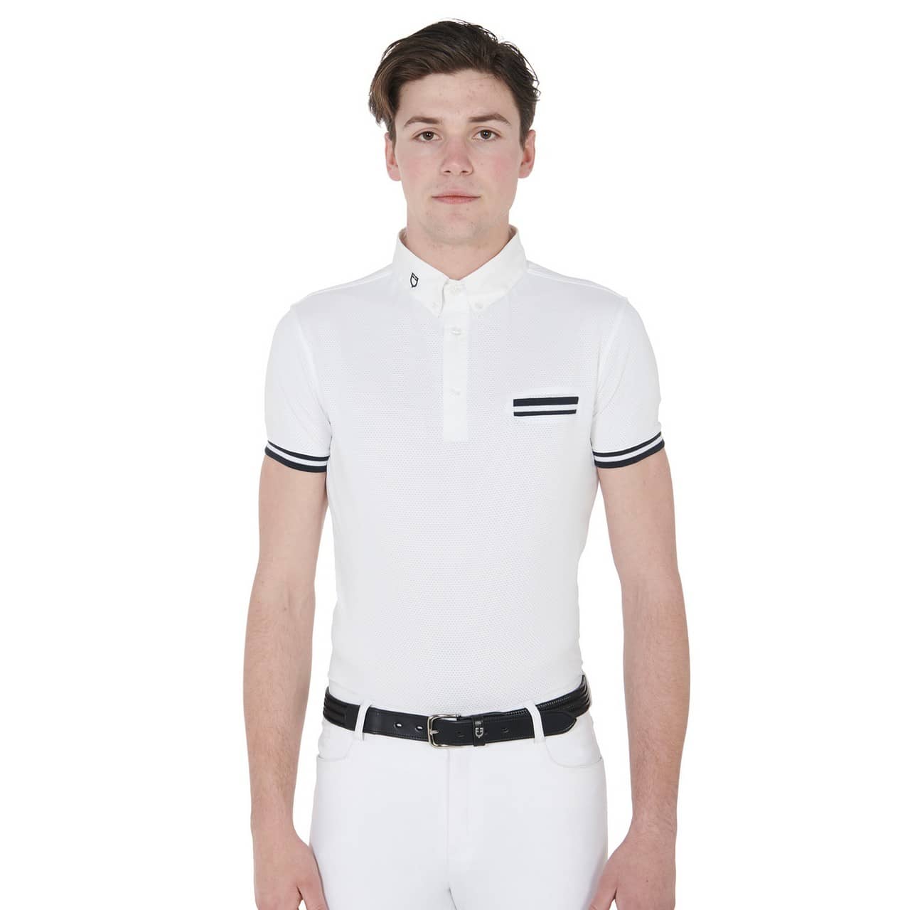 Polo uomo da concorso slim fit con inserti neri