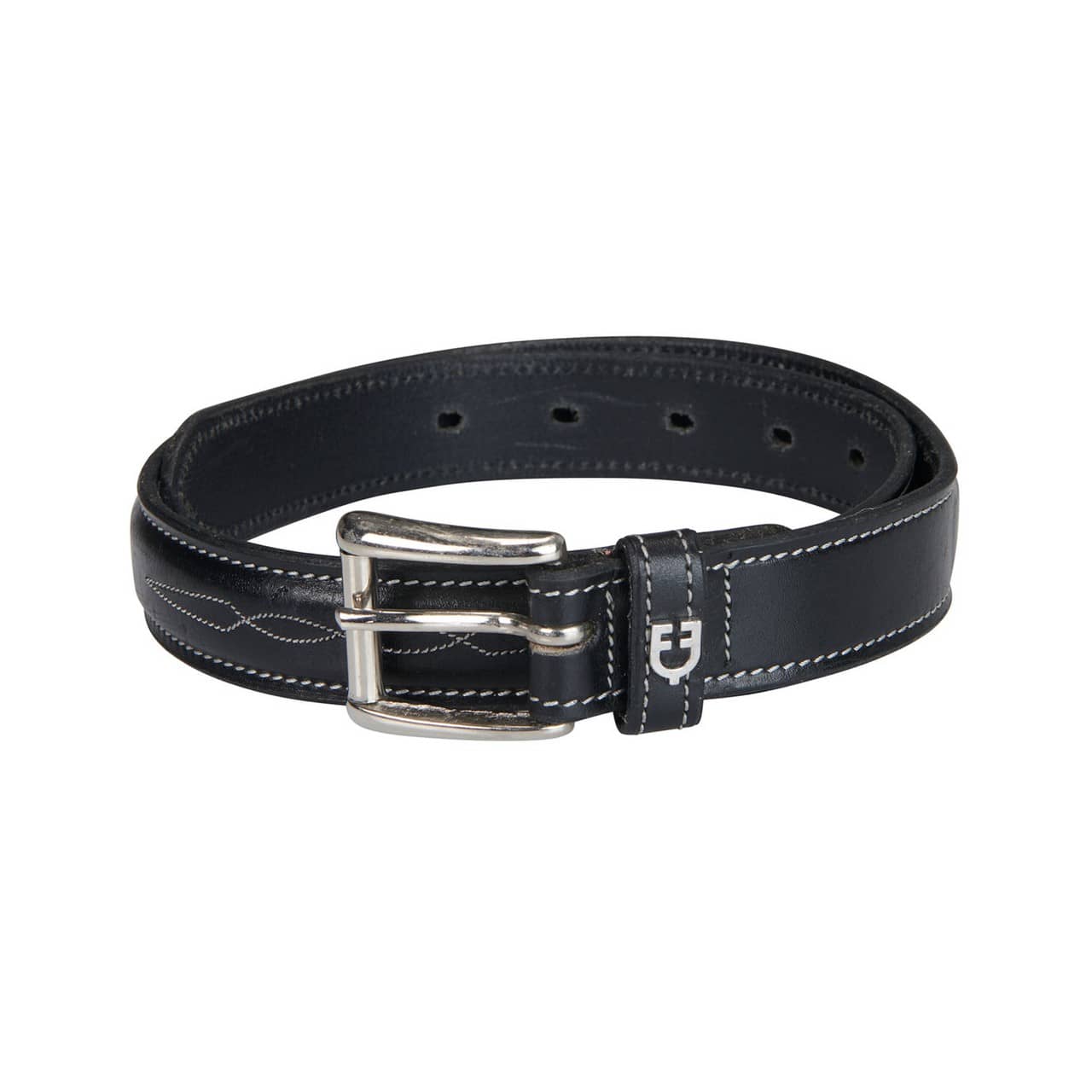 Cintura in cuoio con ricami in bianco e nero