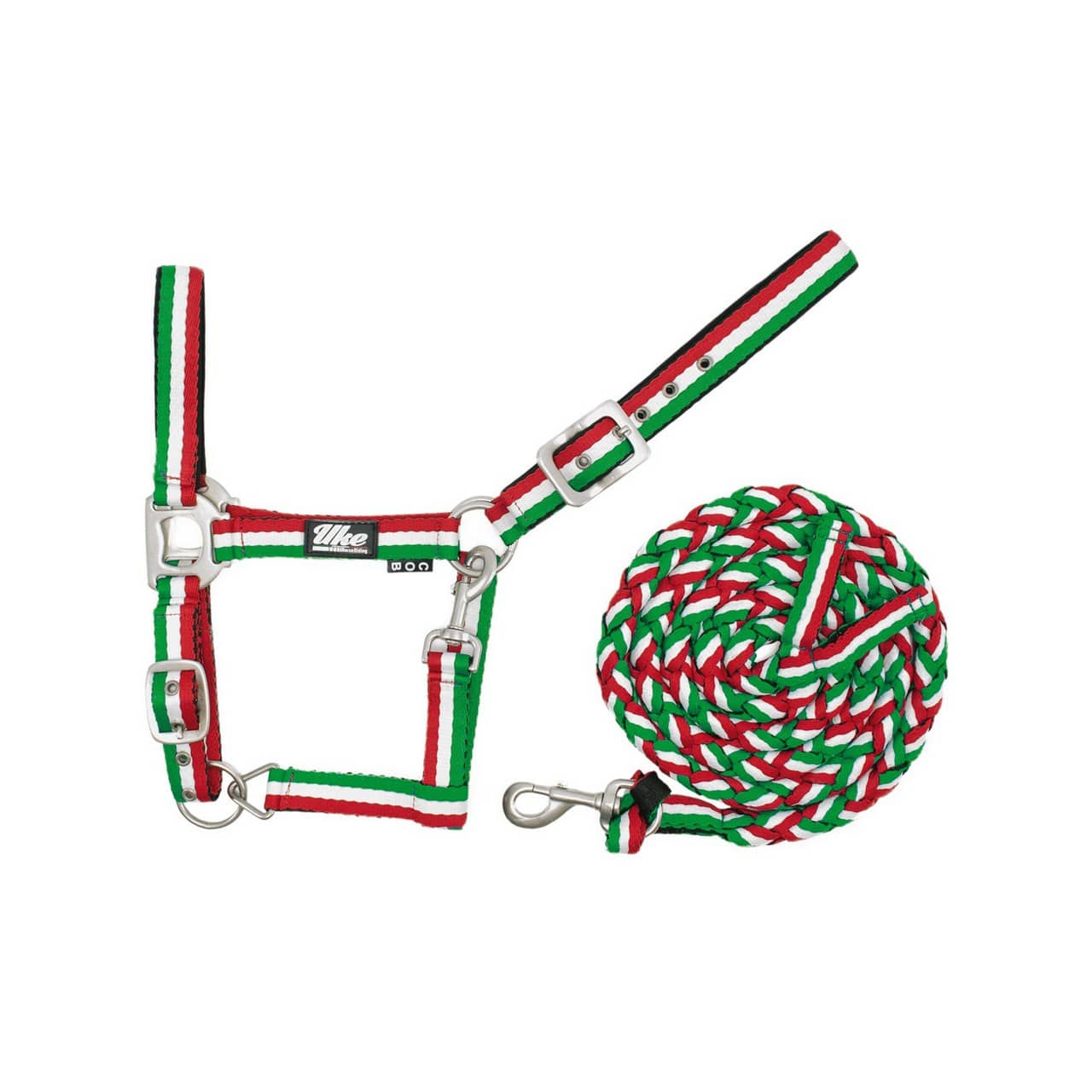 Cavezza in nylon tricolore con lunghina