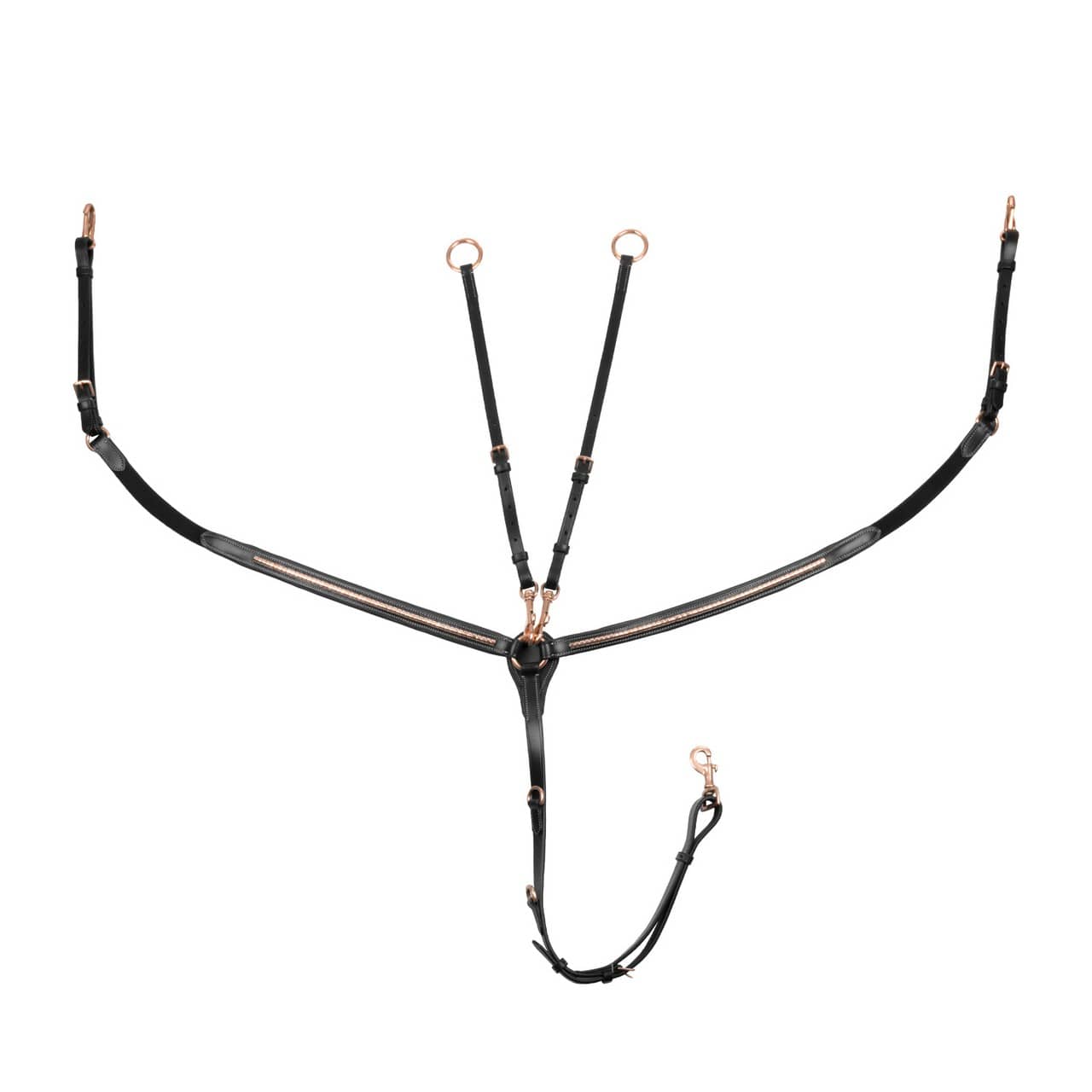 Pettorale con forchetta in pelle clincher rose gold