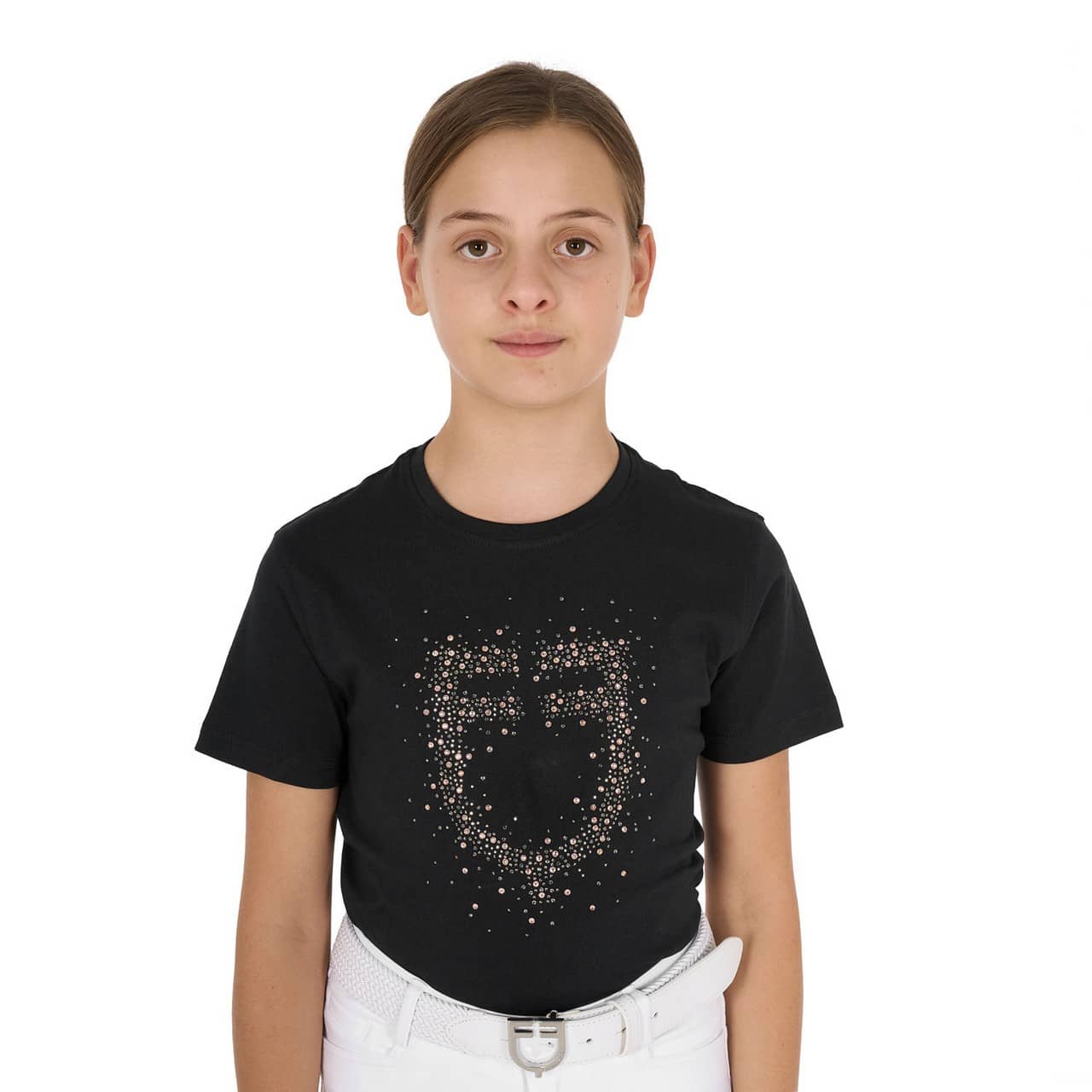 T-shirt bambina slim fit logo glitter rosa
