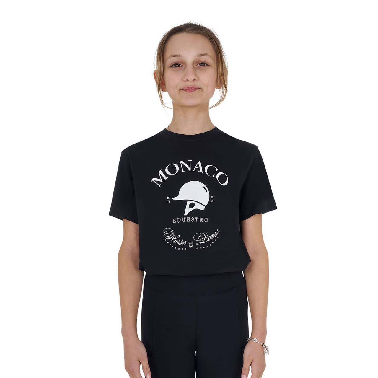 T-shirt bambina Monaco in cotone con strass