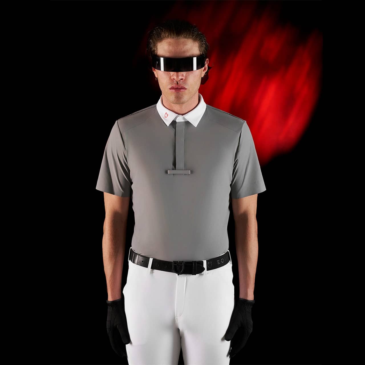 Polo concorso uomo Equestro Ridertechnology manica corta bottoni (Rif. ETM00173)
