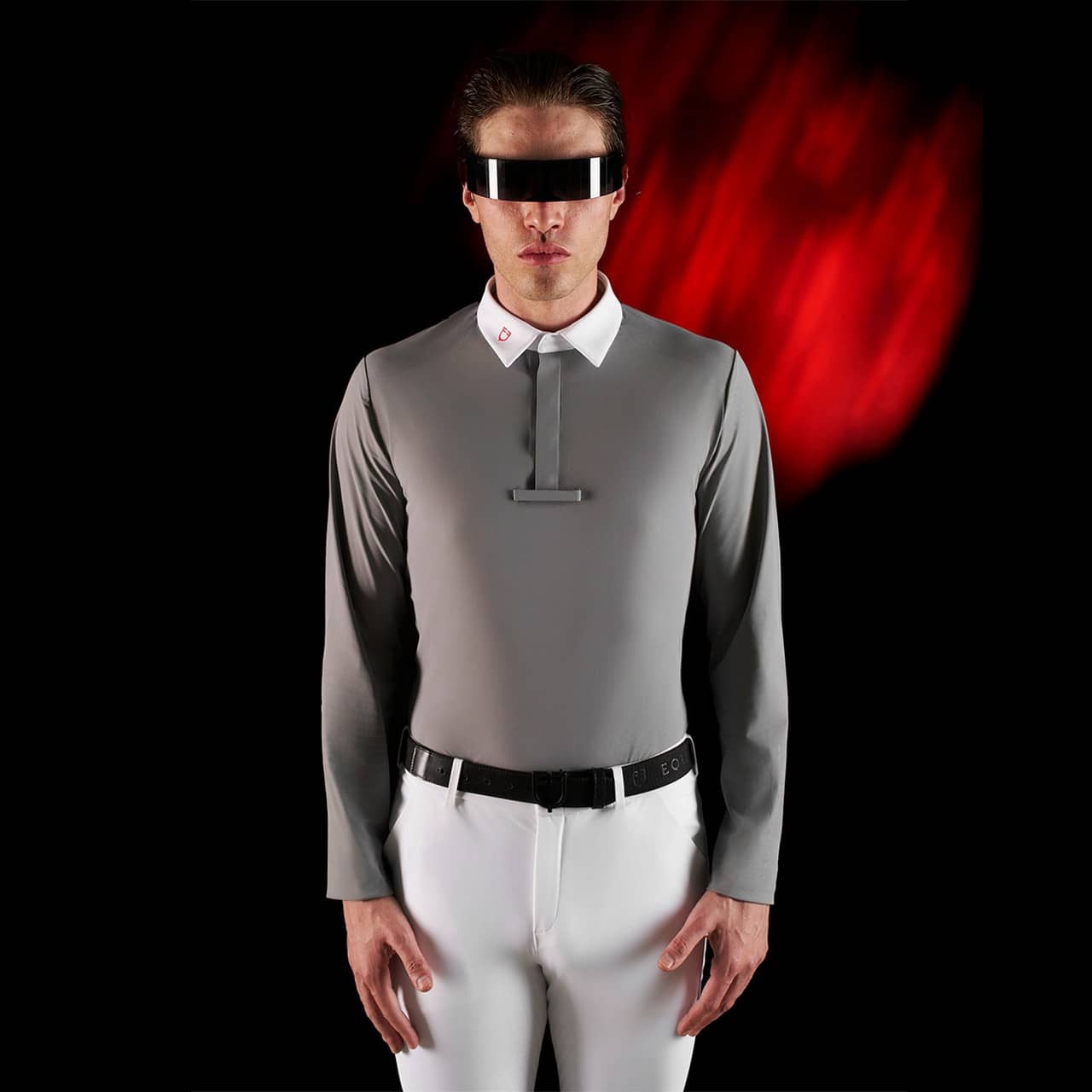Polo concorso uomo Equestro Ridertechnology manica lunga bottoni