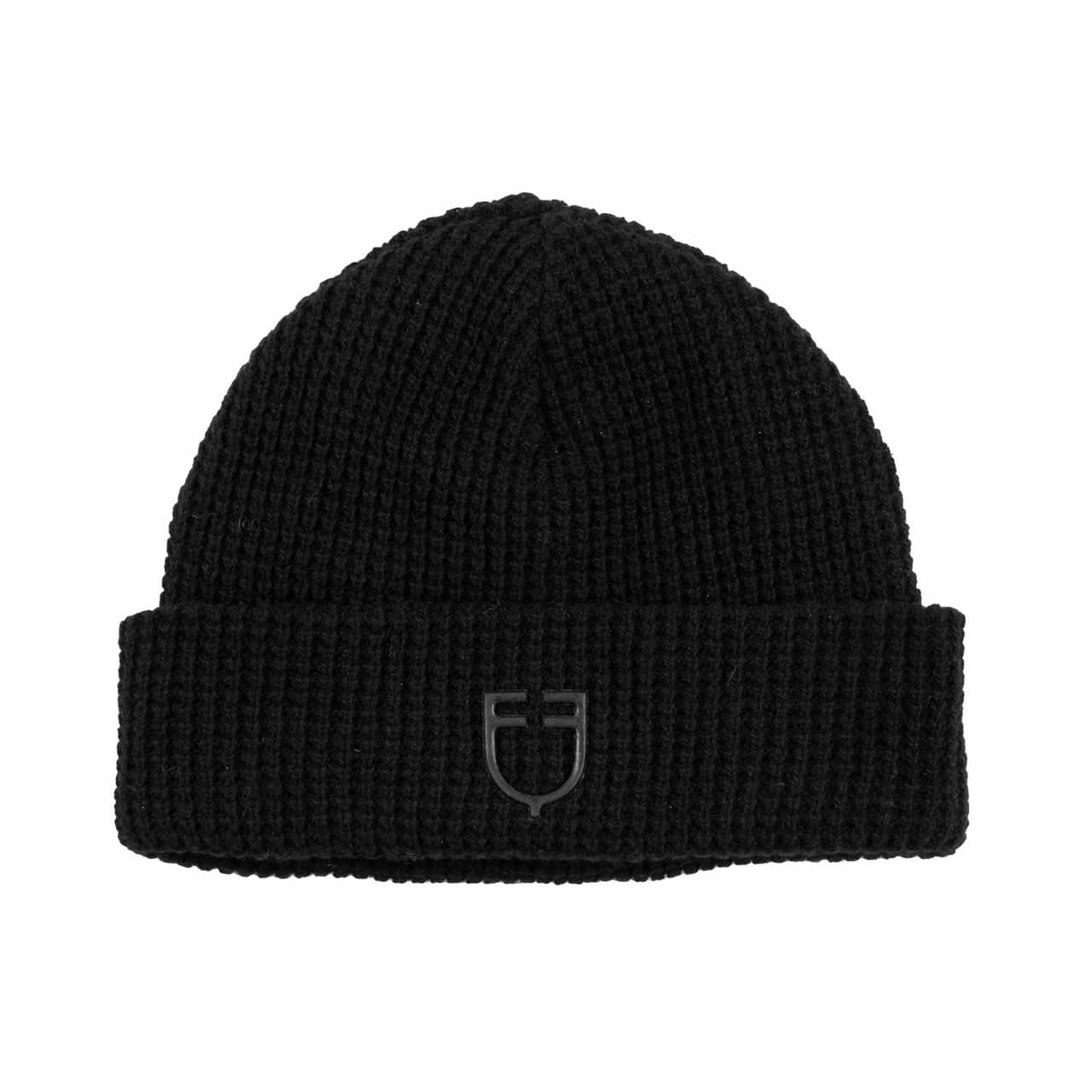 Cuffia unisex lana a costine con logo
