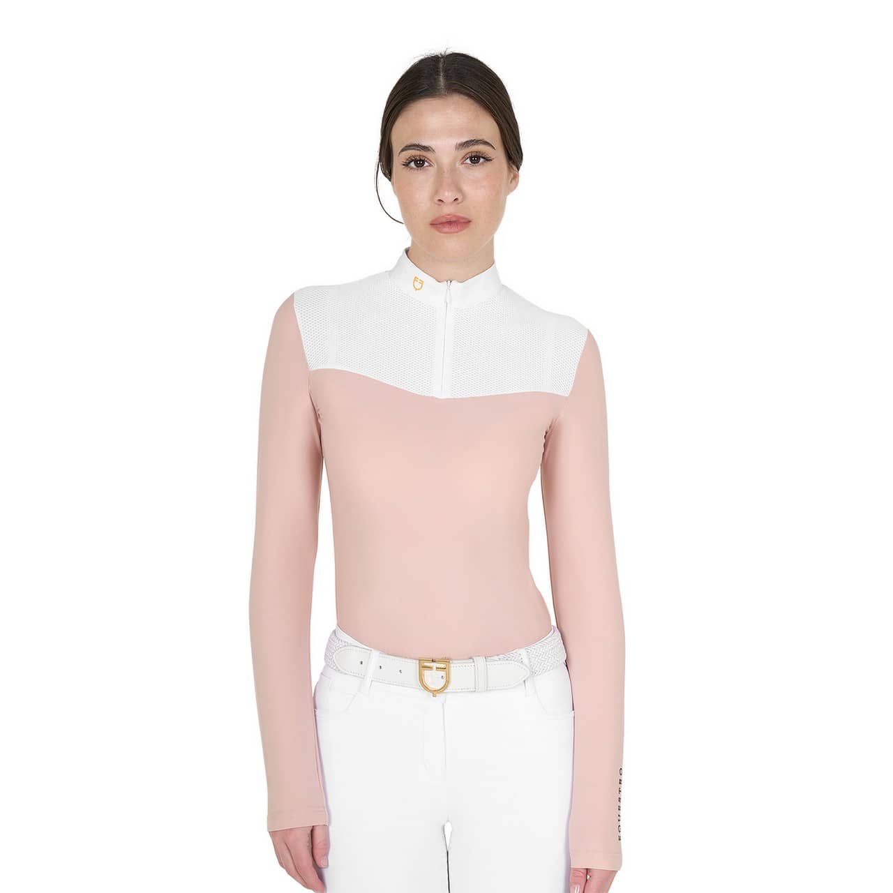 Polo donna da concorso in tessuto tecnico e mesh