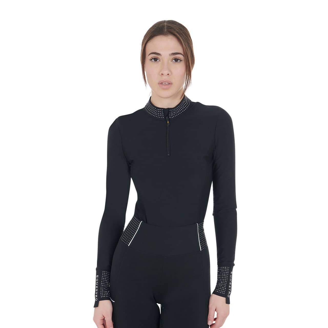 Polo tecnica donna da allenamento con strass