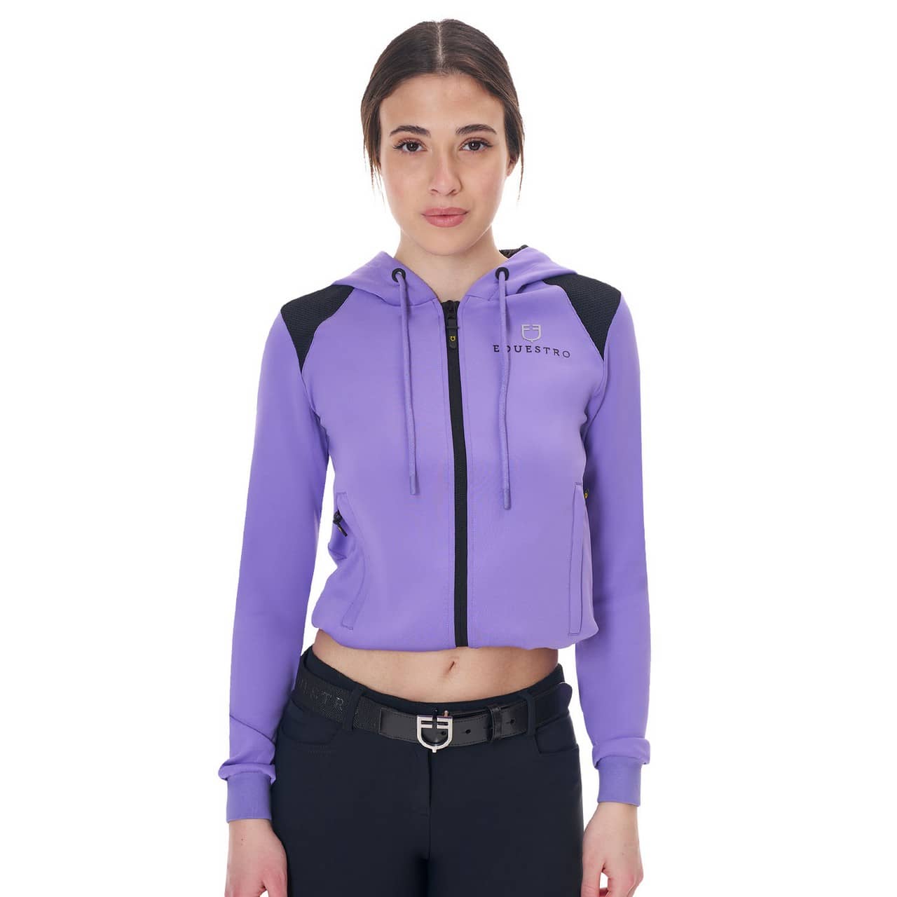 Felpa donna cropped con cappuccio