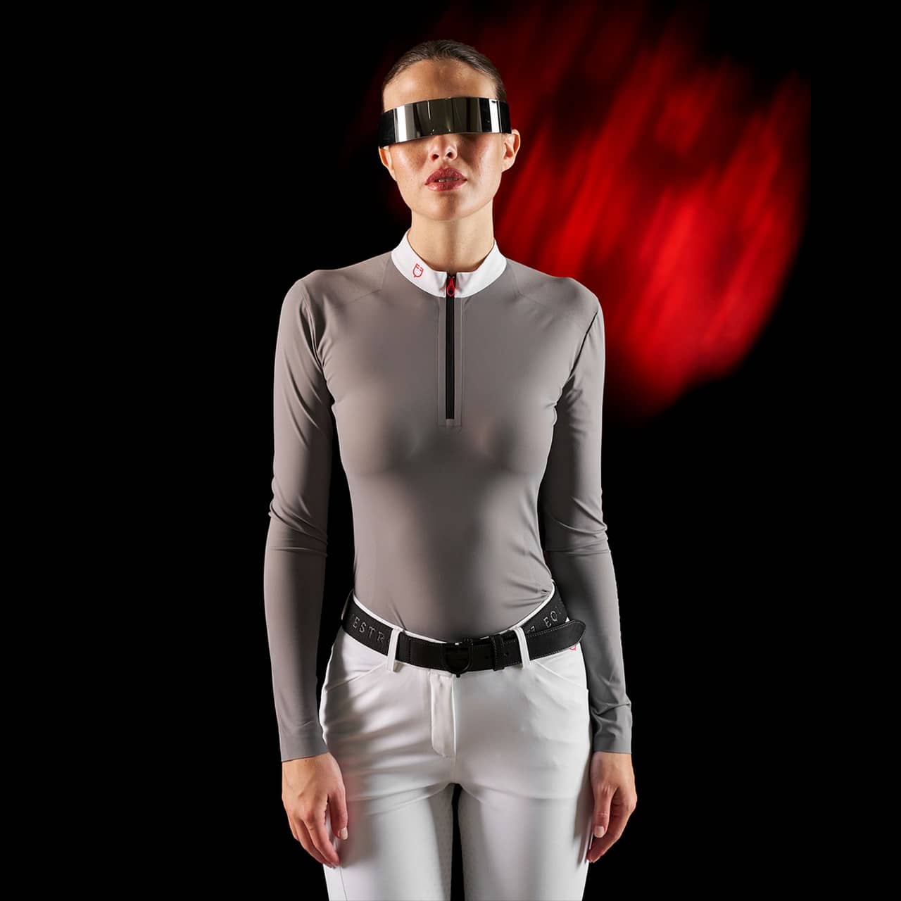 Polo concorso donna Equestro Ridertechnology manica lunga e zip