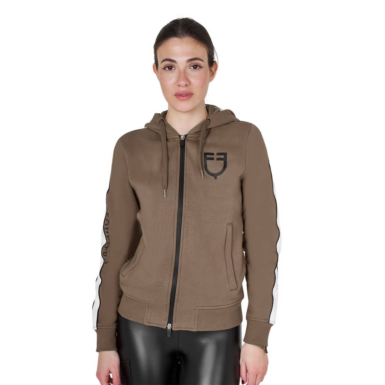 Felpa da donna con cappuccio e zip frontale