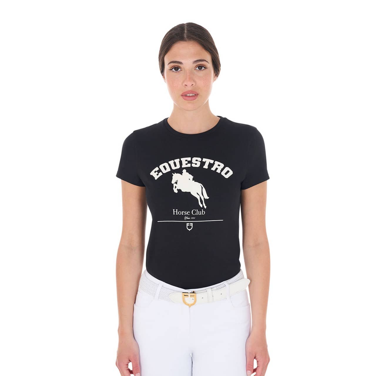 T-shirt donna Jumping Horse Club in cotone