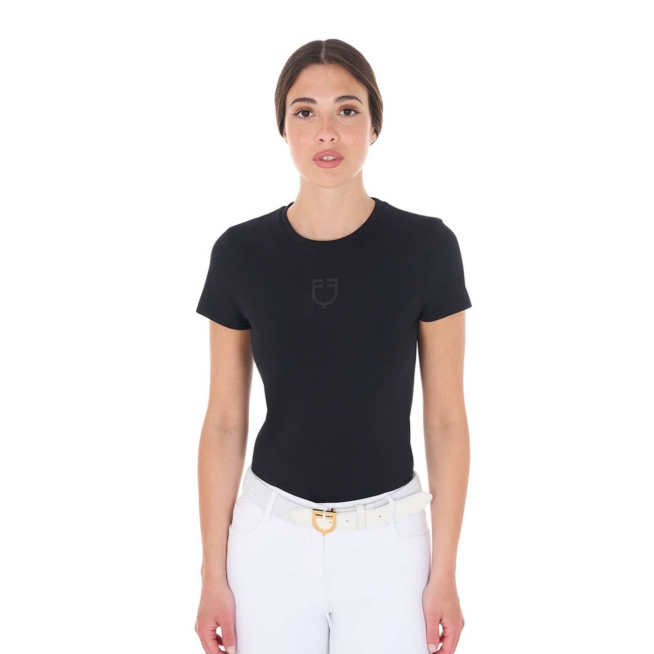 T-shirt basic donna con logo tono su tono