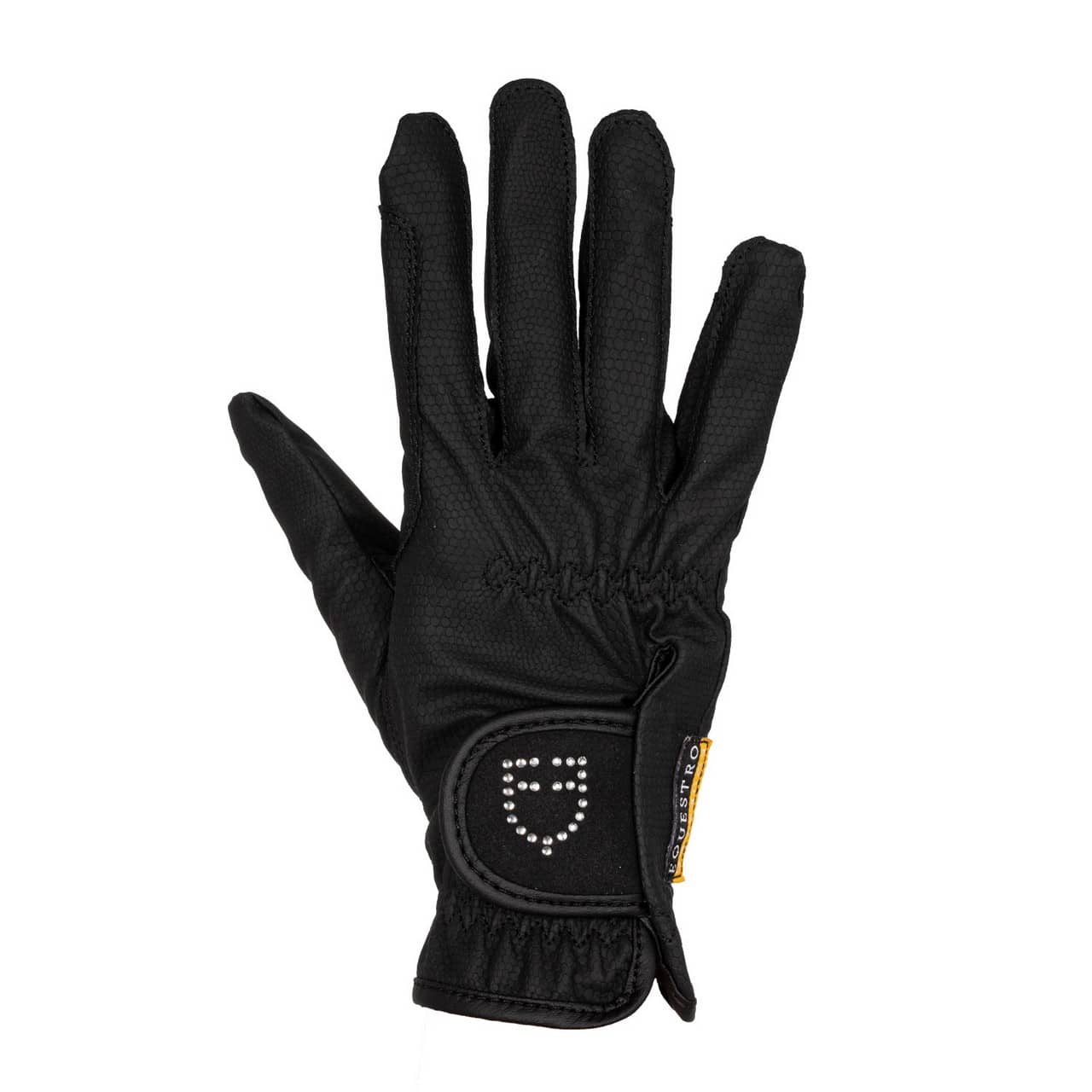 Guanti donna in morbido tessuto tecnico con logo glitter