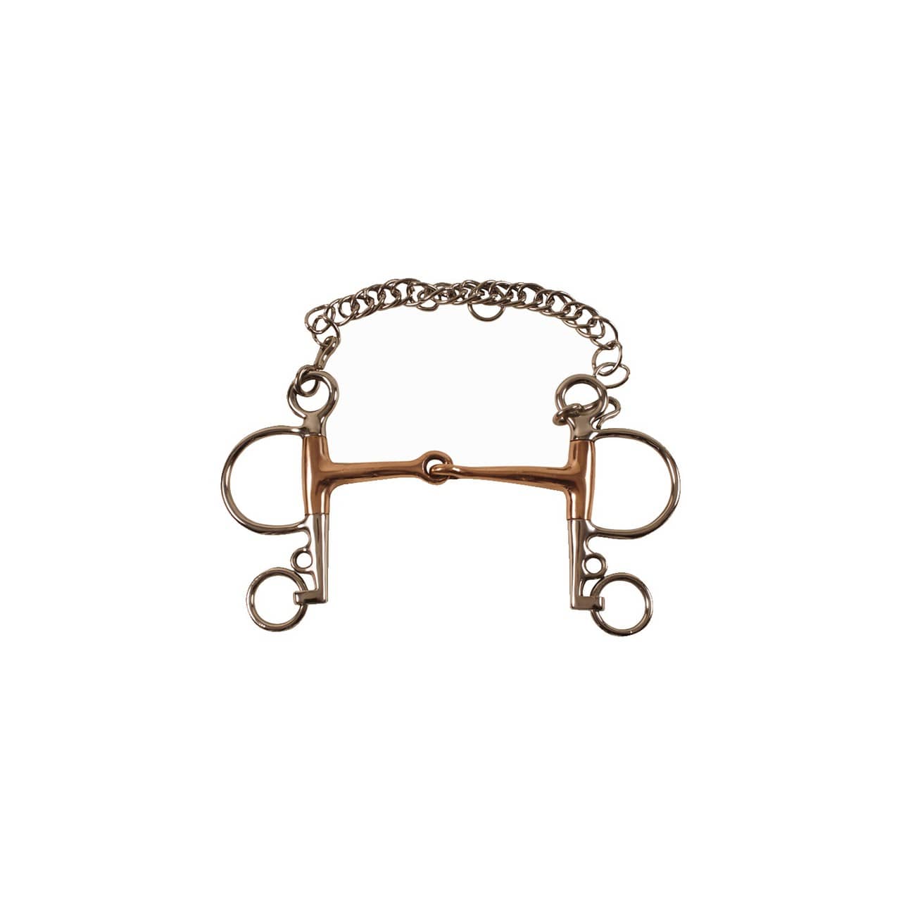 Pelham pieno inox, imboccatura in rame