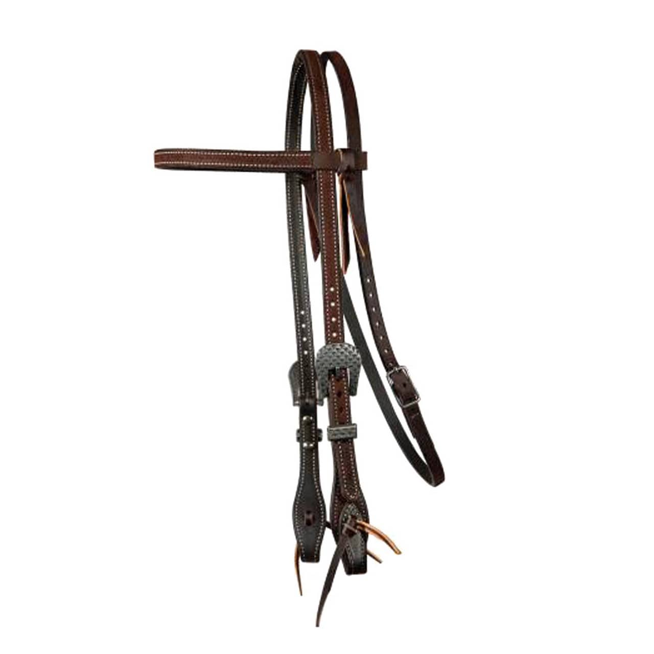 Testiera in cuoio grasso da 5/8" chocolate roughout browband headstall