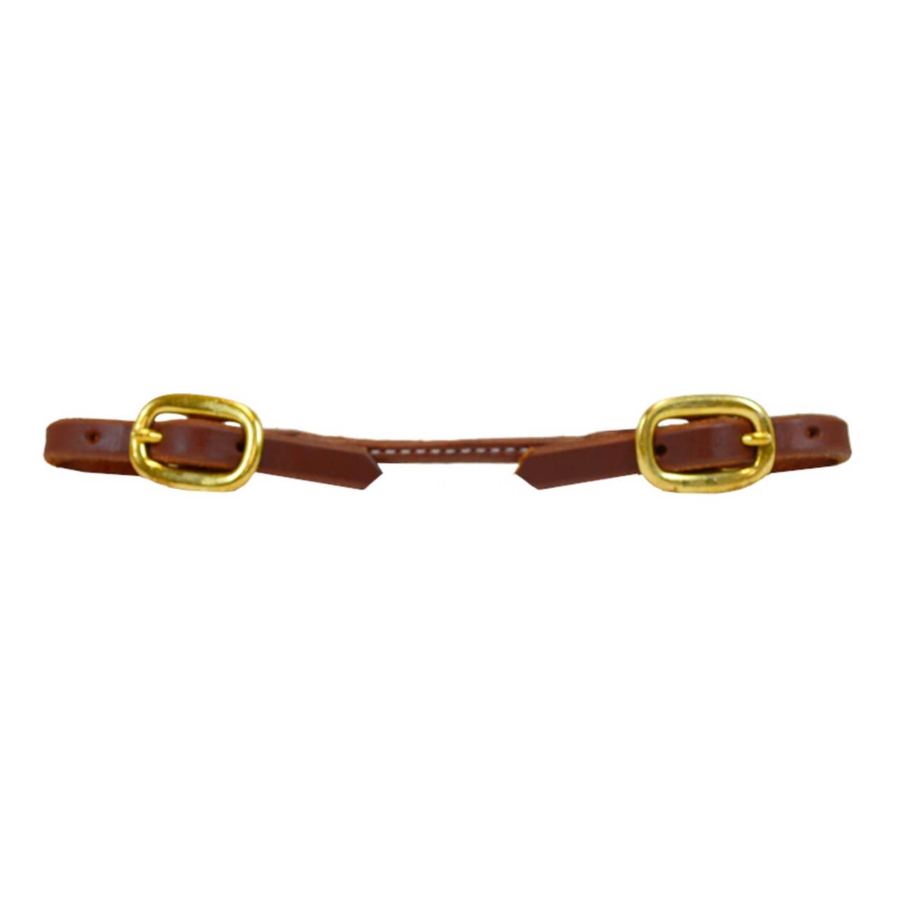 Rolled Harness Leather Curb Strap - brass