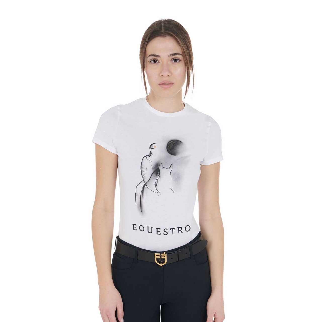 T-shirt donna slim fit con stampa raggio di luna