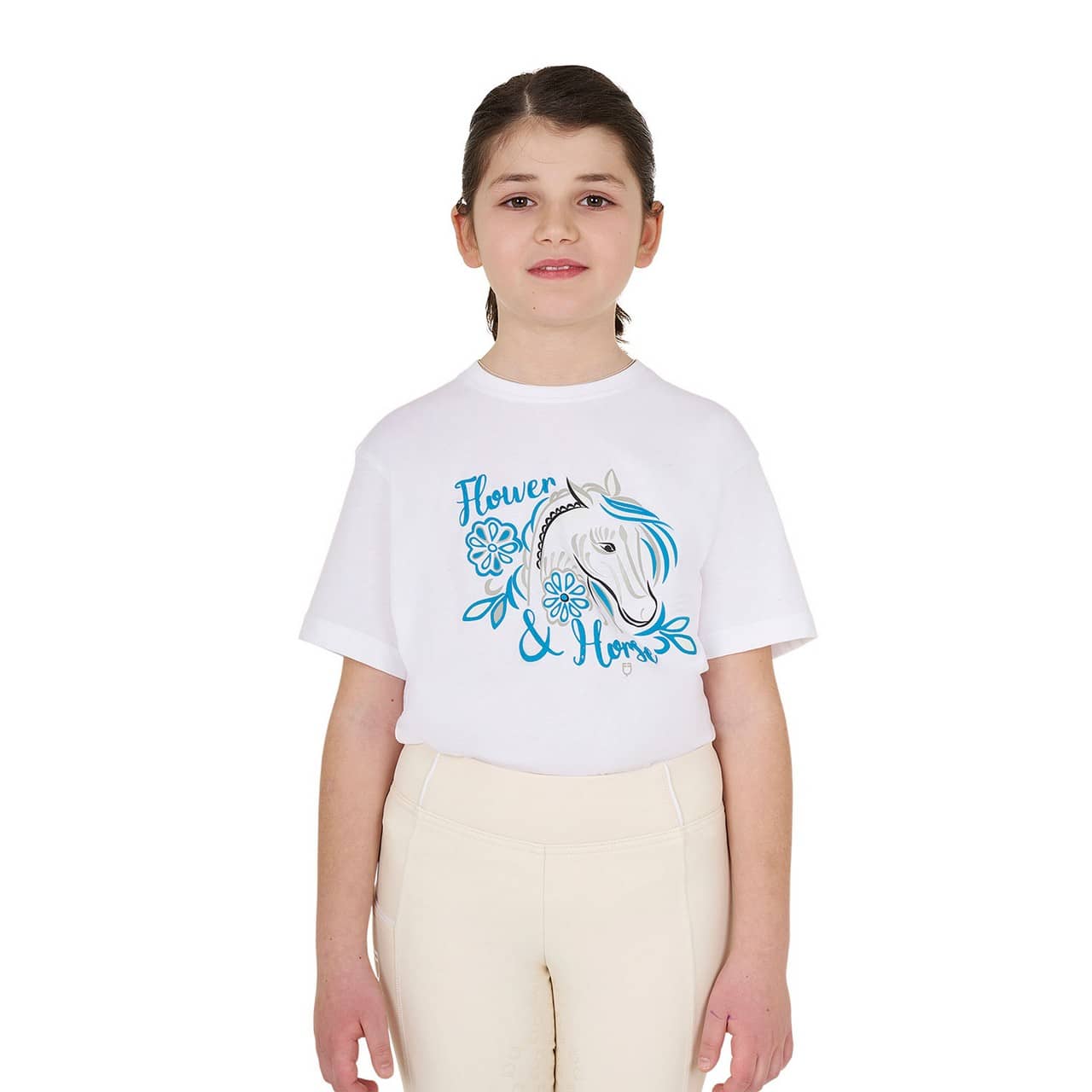 T-shirt bambina Flower Horse in cotone