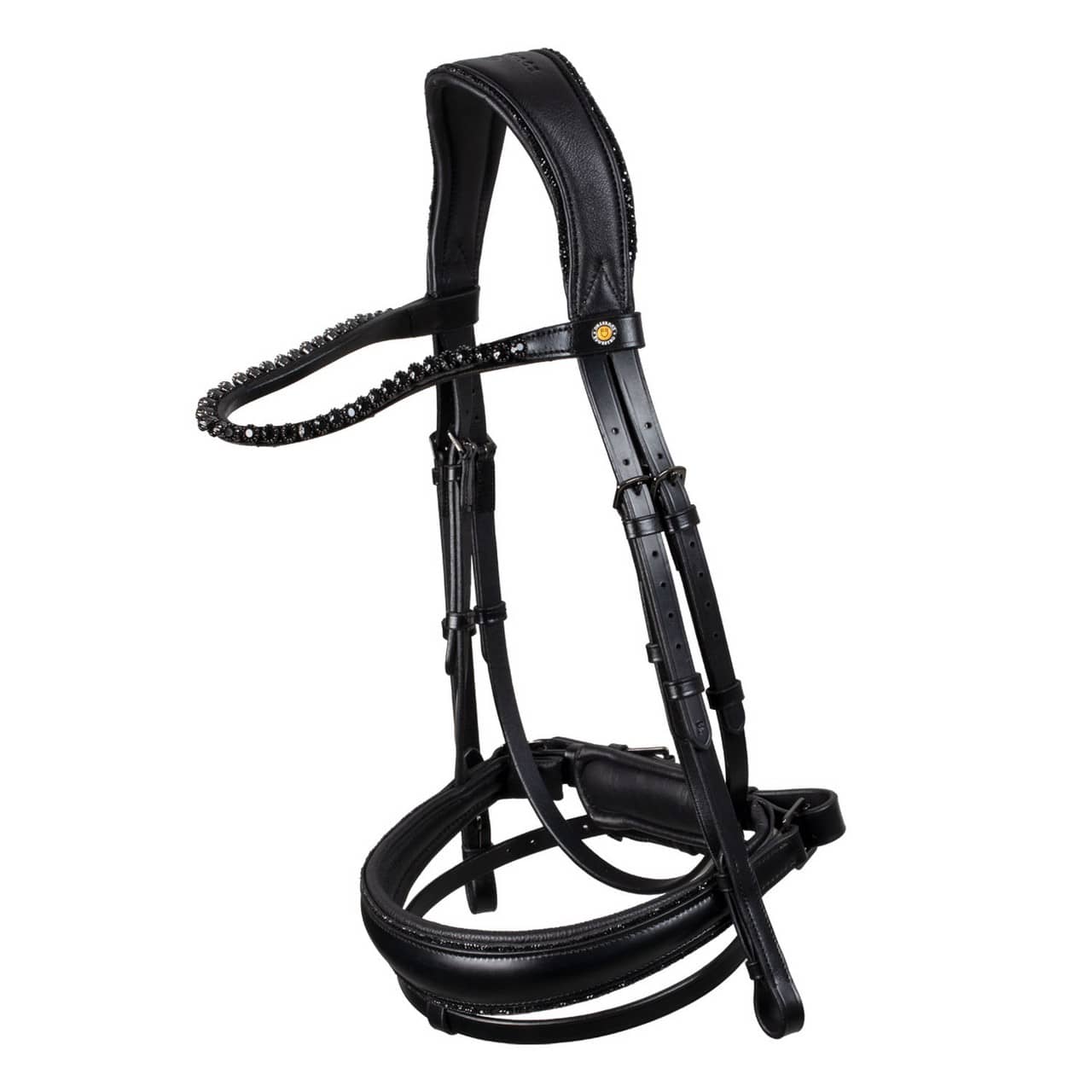 Testiera dressage anatomica in pelle con strass