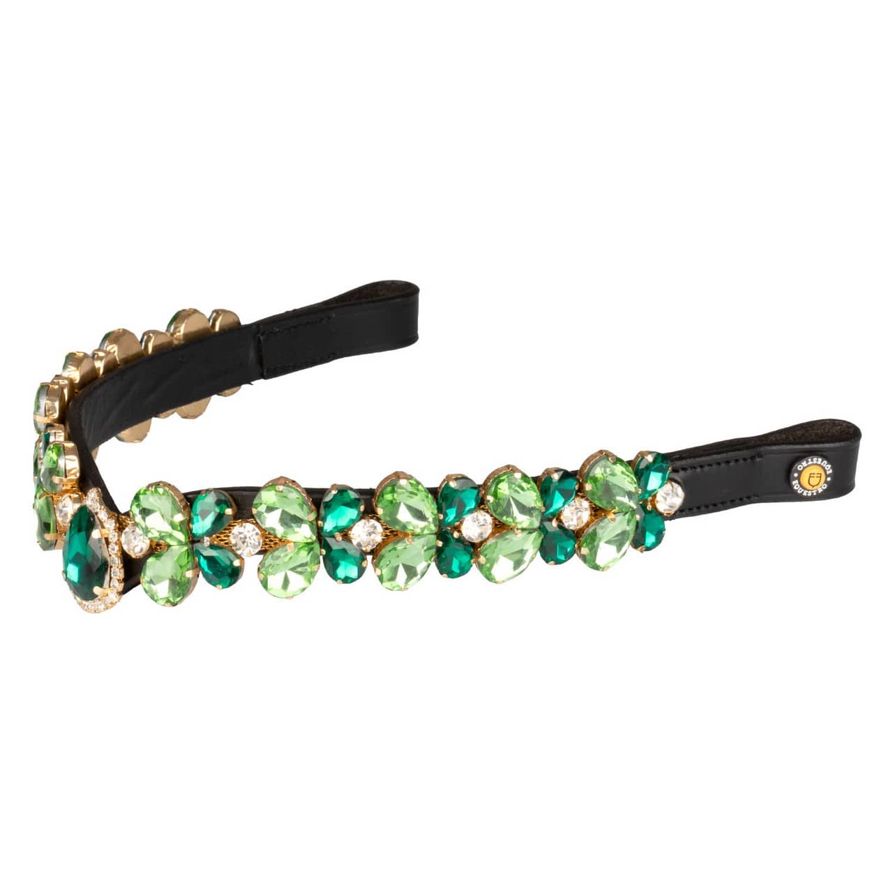 Frontalino Green Ray Crystal in cuoio