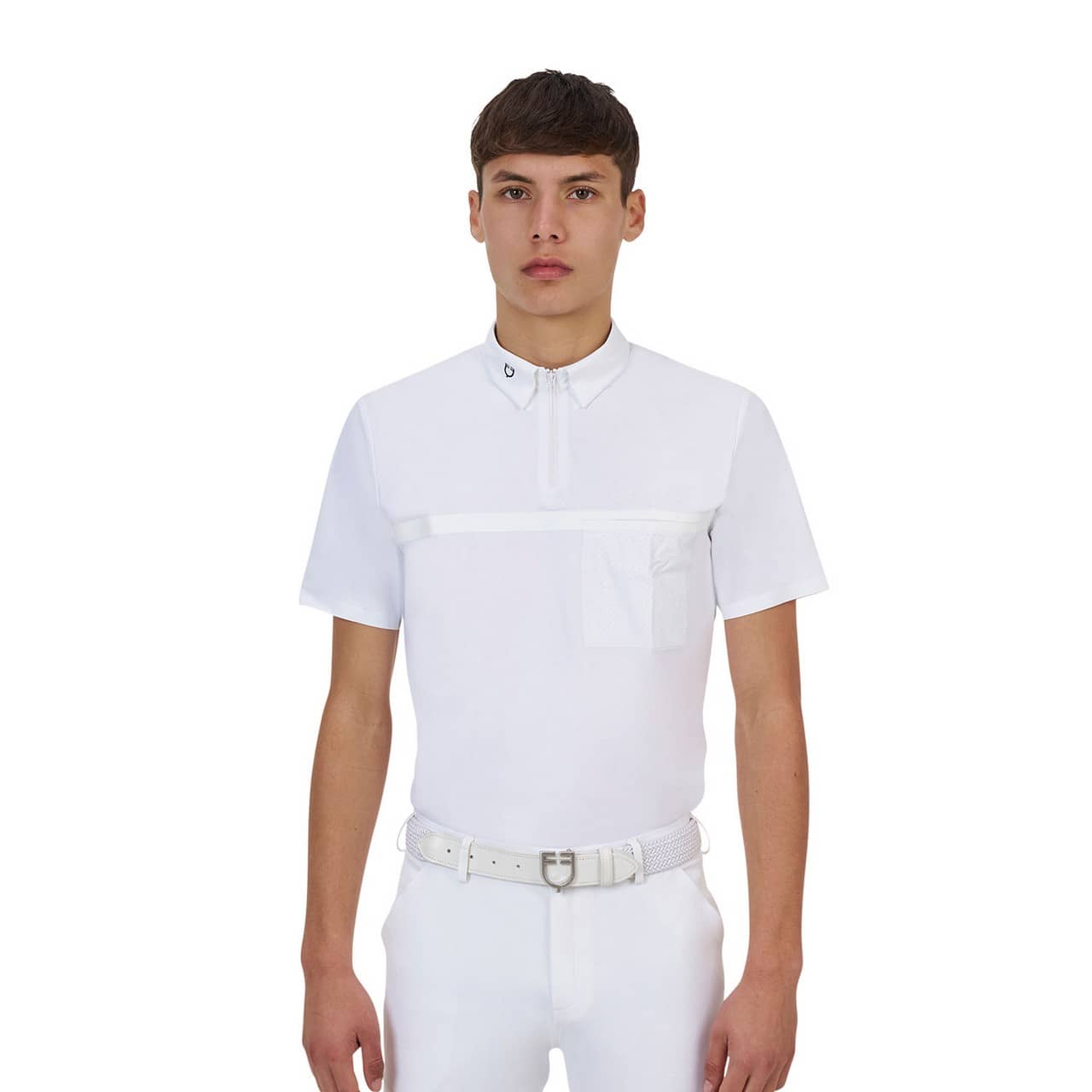 Polo concorso uomo Equestro Ridertechnology manica corta e zip (Rif. ETM00172N)