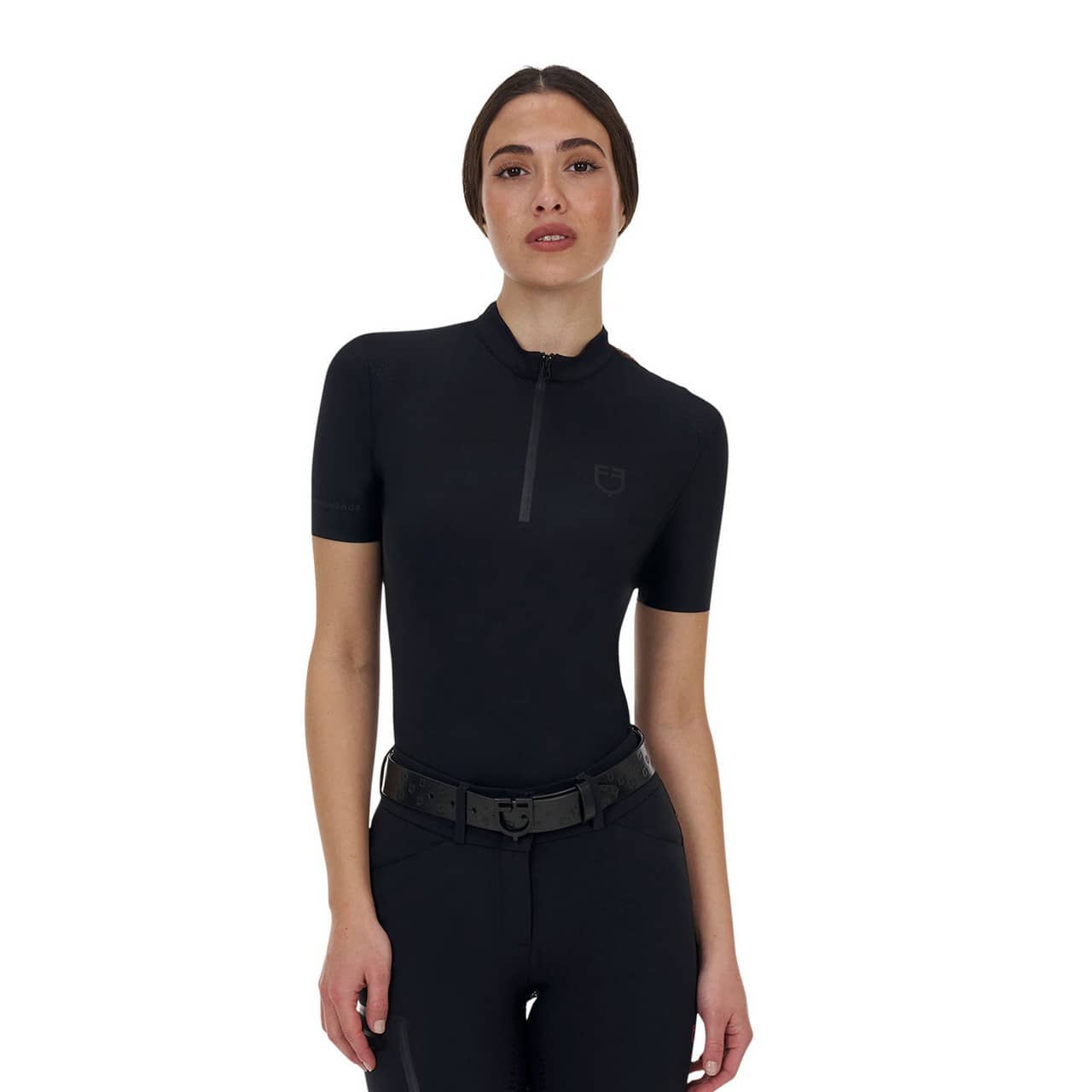 Polo training donna Equestro Ridertechnology manica corta e zip