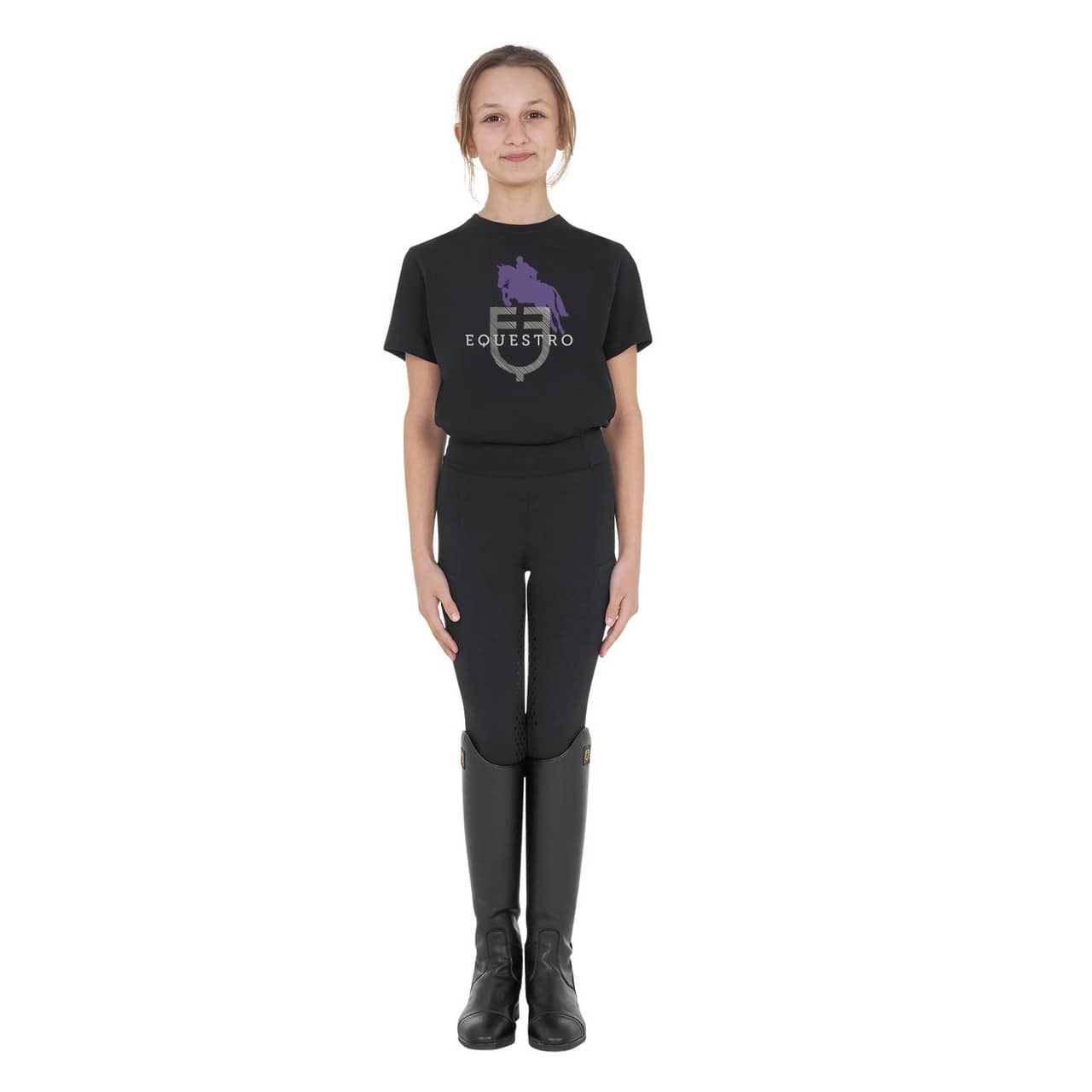 T-shirt bambini unisex Horse Jump Glossy in cotone
