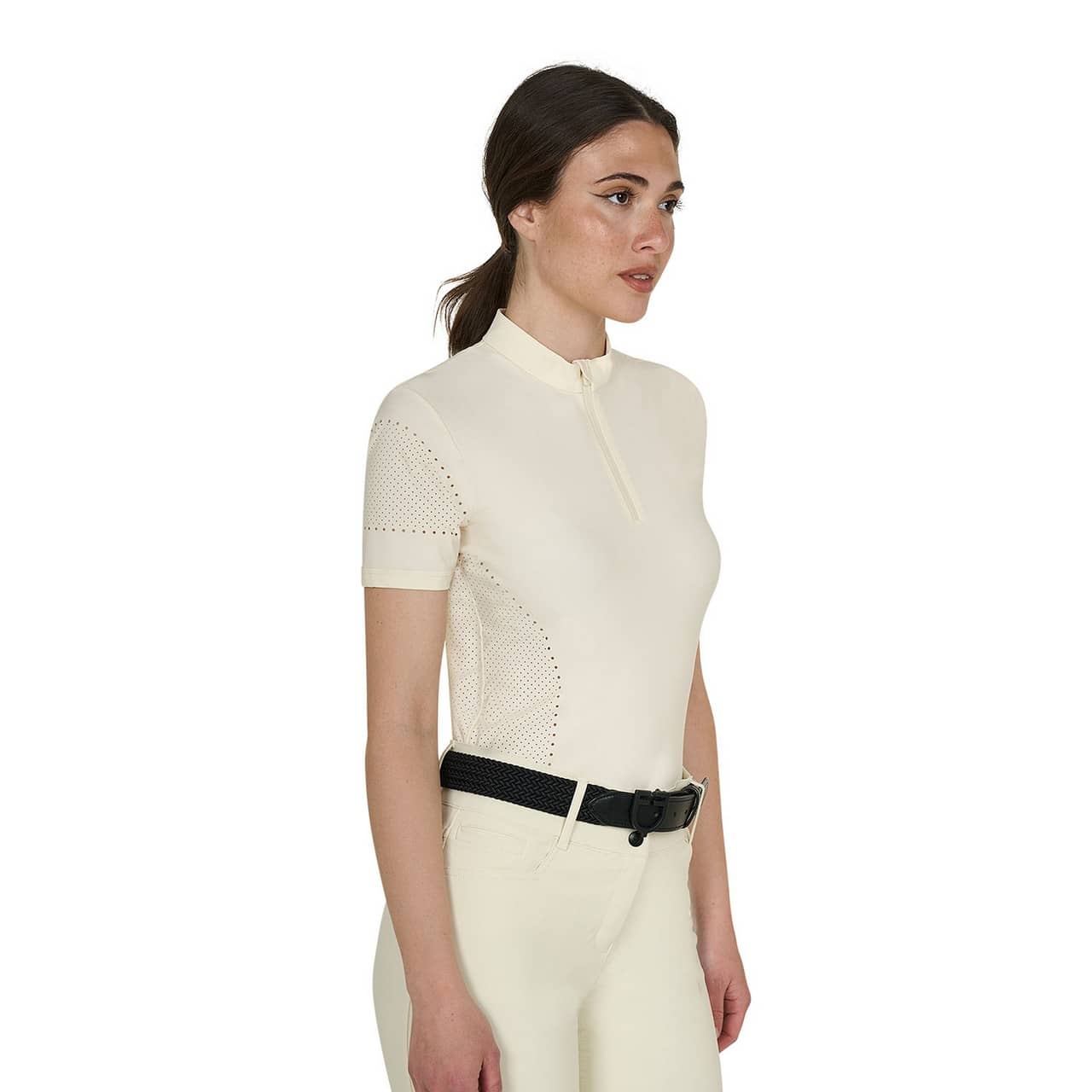 T-shirt donna da allenamento in tessuto tecnico con microfori