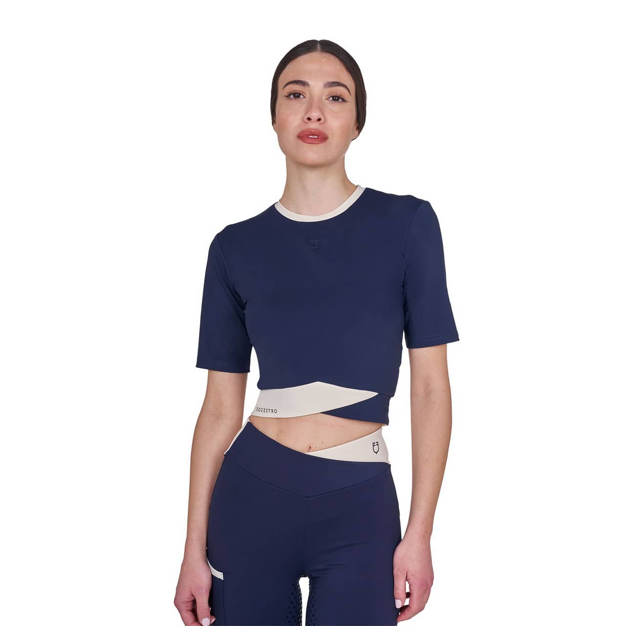 T-shirt crop donna in tessuto tecnico
