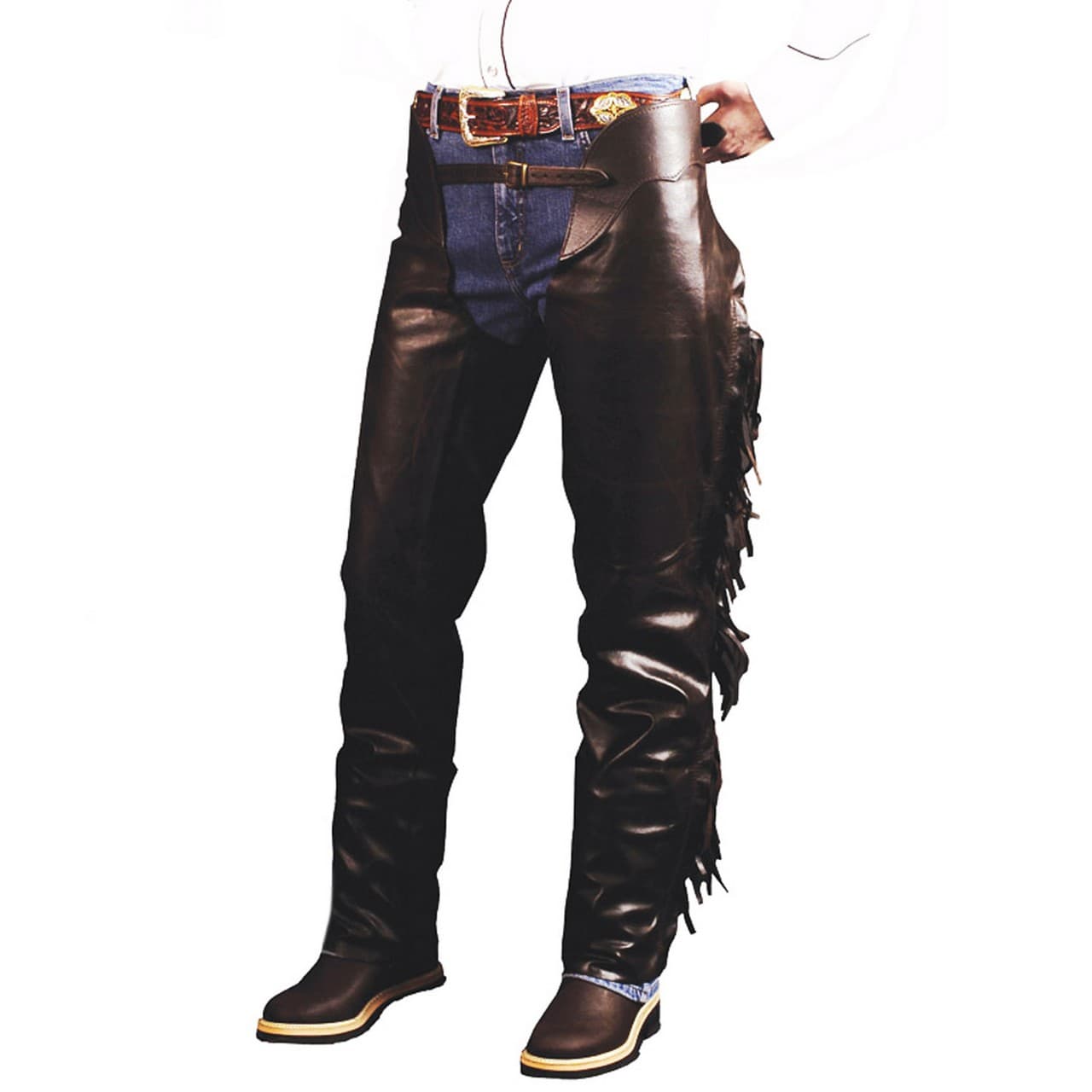 Chaps pull-up con frange, vista 1