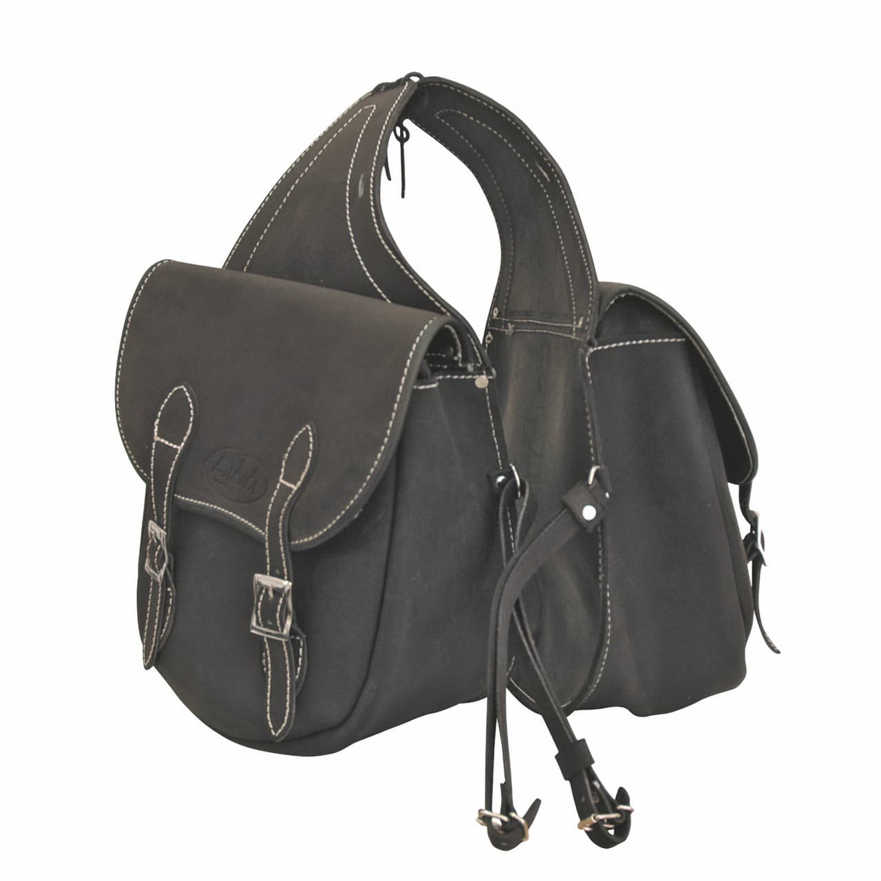 Bisaccia in cuoio scamosciato, 2 tasche, vista 1