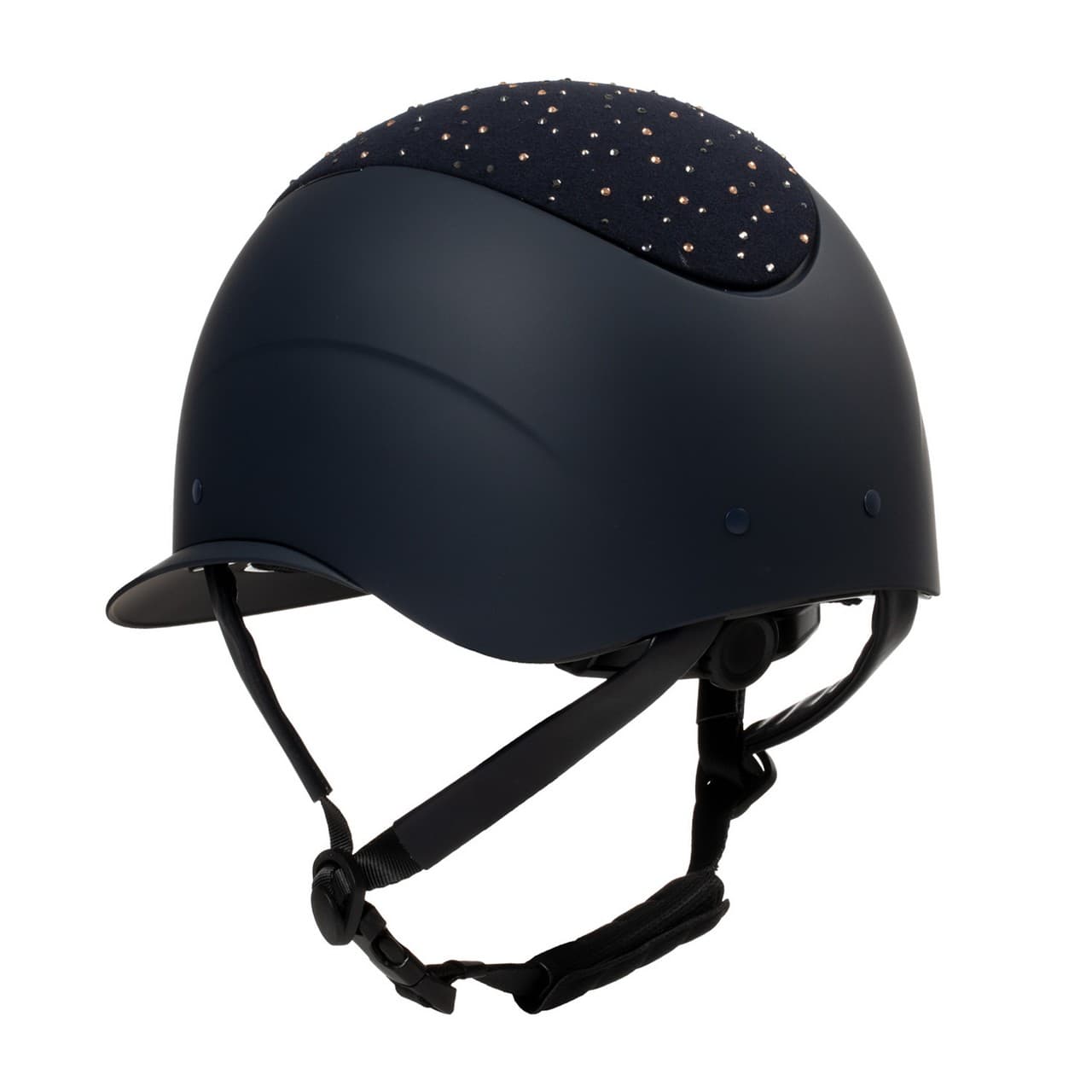 Cap opaco visiera larga con logo in strass omologazione EN 1384-2023, vista 2
