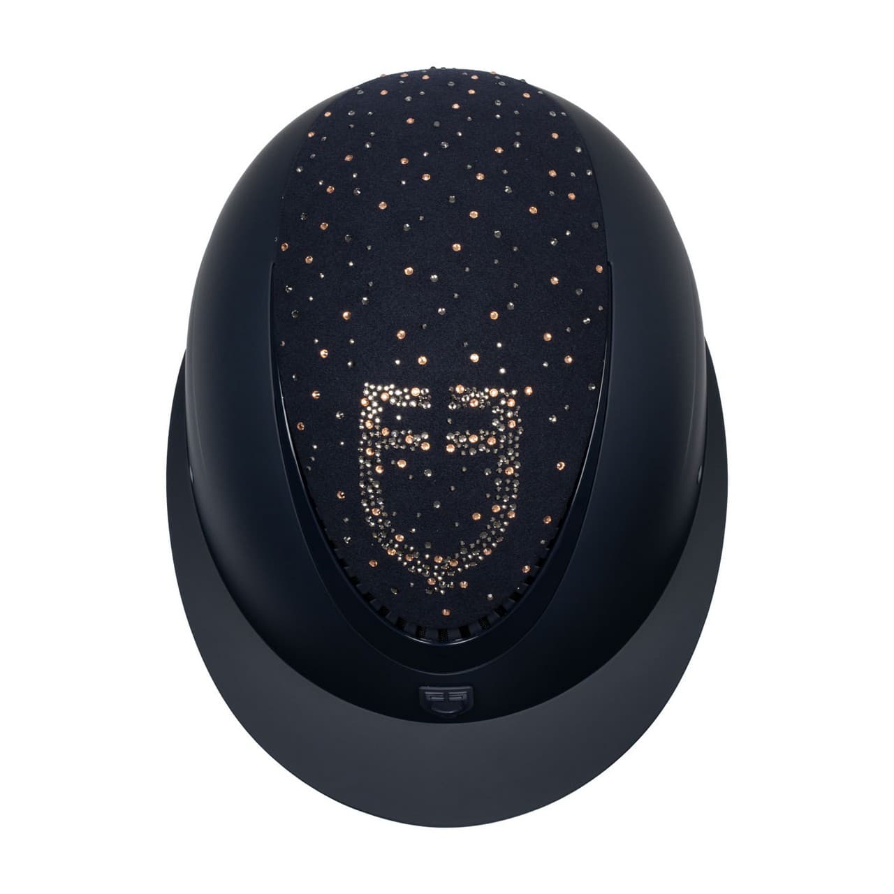 Cap opaco visiera larga con logo in strass omologazione EN 1384-2023, vista 3