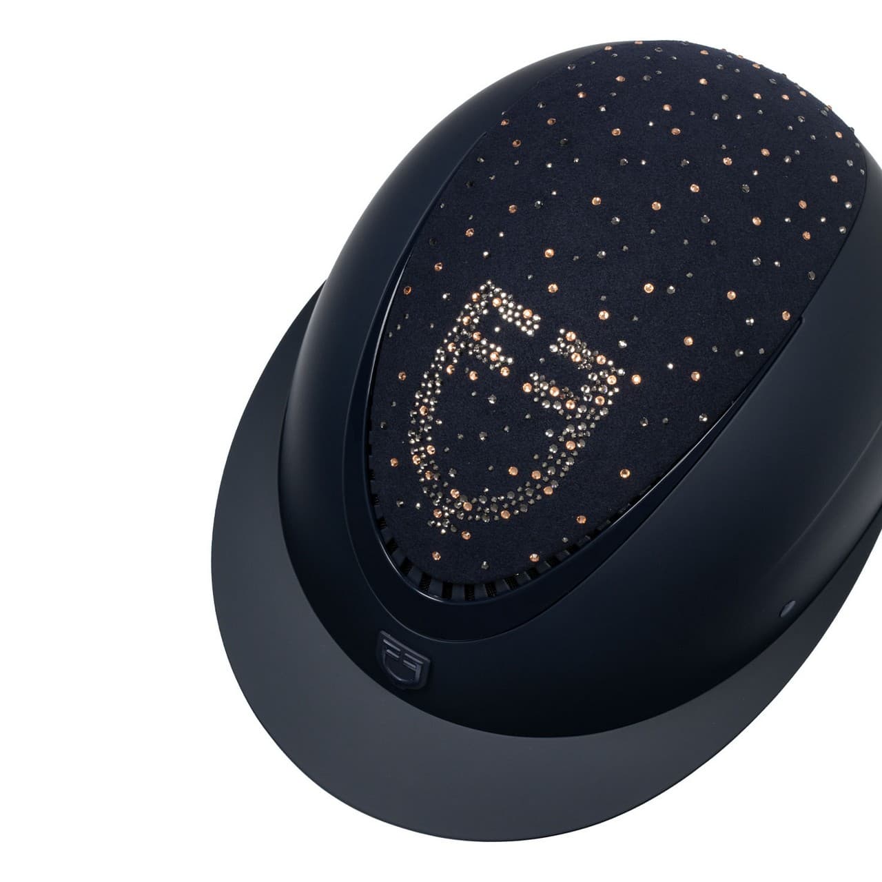 Cap opaco visiera larga con logo in strass omologazione EN 1384-2023, vista 4