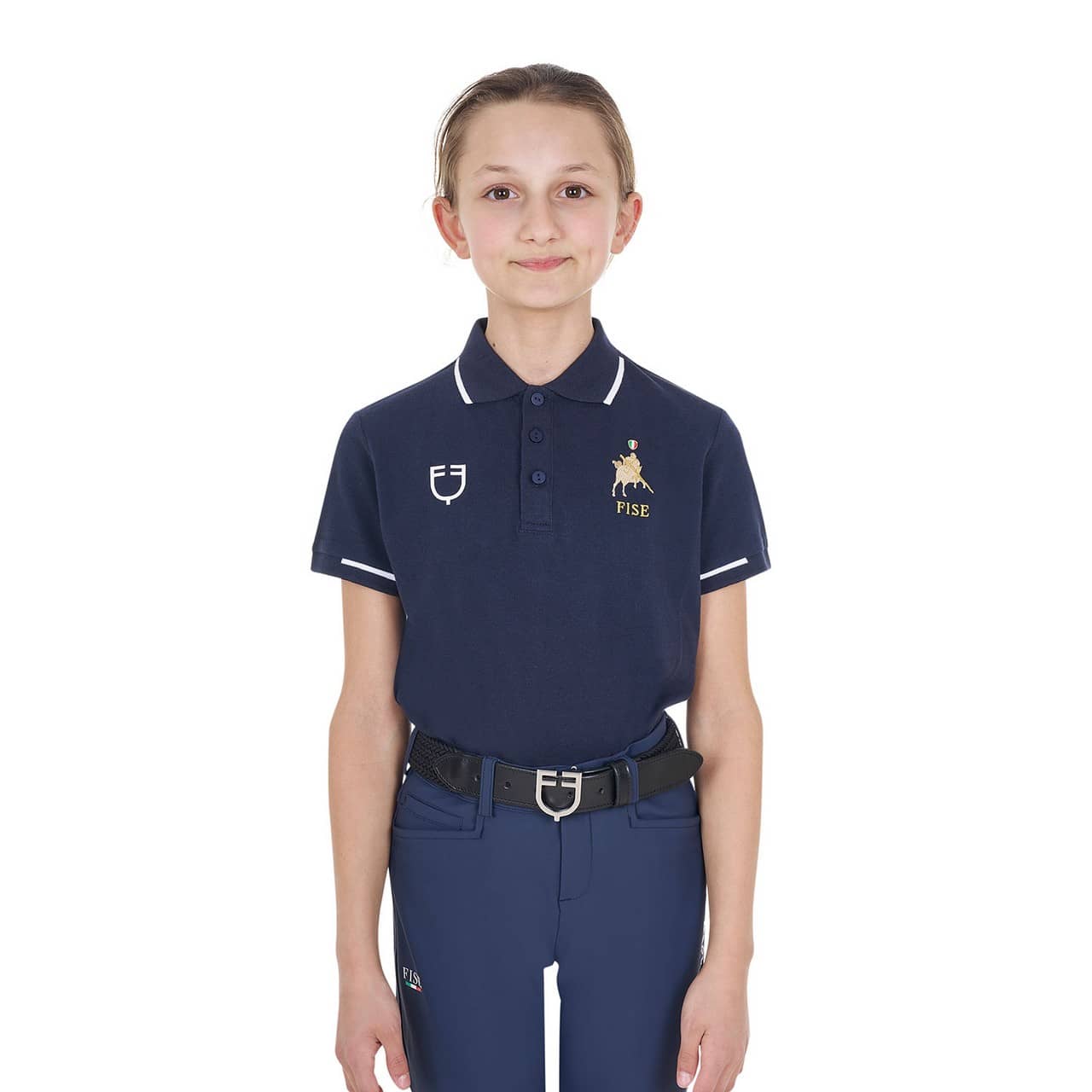 Polo unisex bambini in tessuto tecnico Equestro X FISE