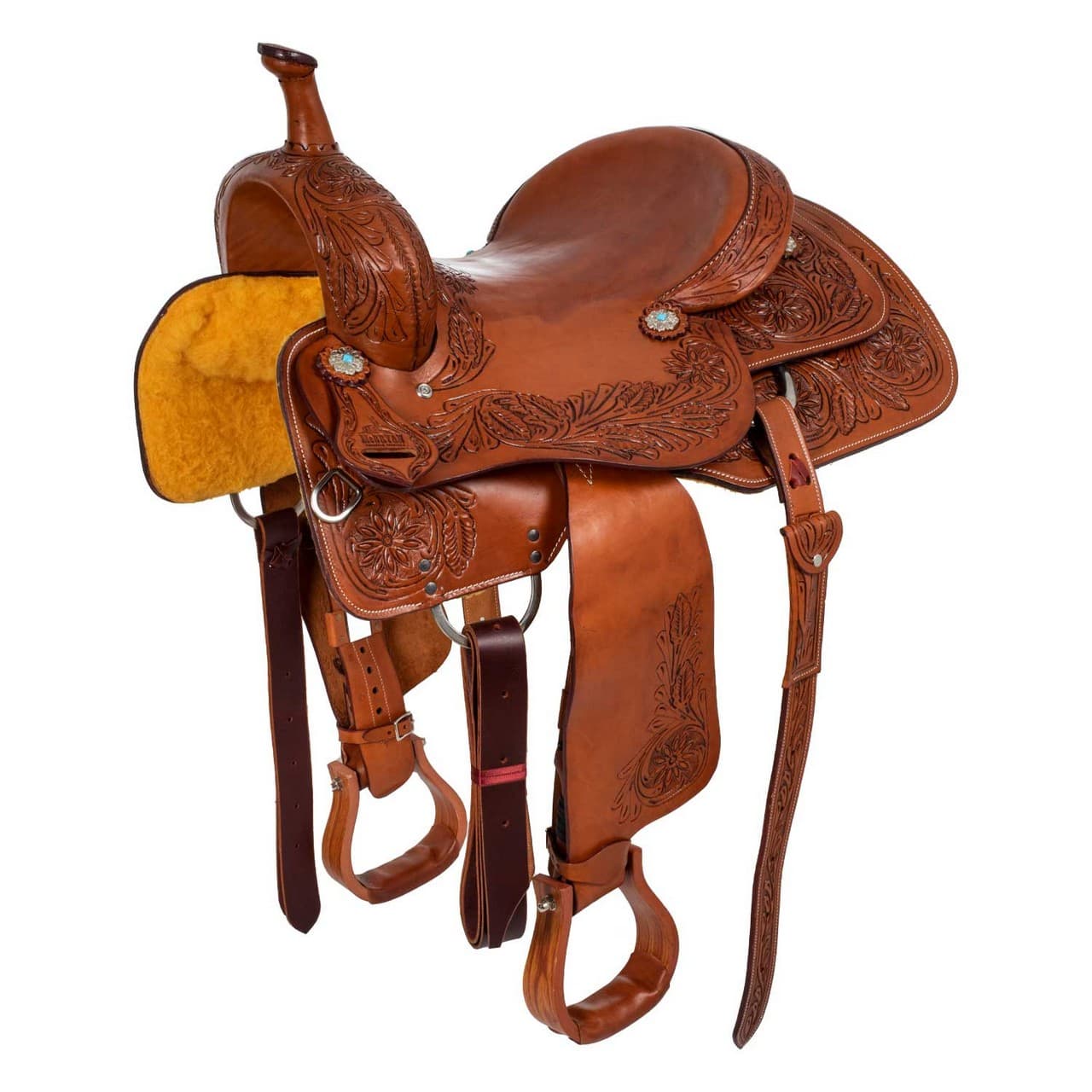 Sella western da team penning modello Flower Tooling, vista 1