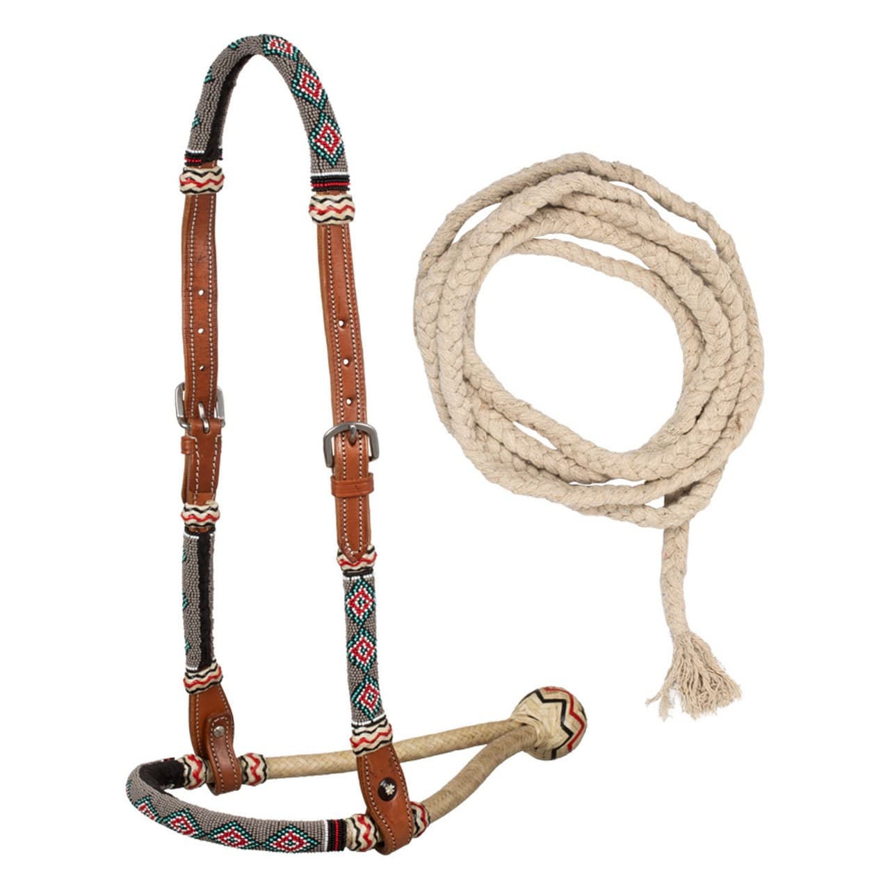 Bosal set con perle sabbia e redini mecate in cotone, vista 1