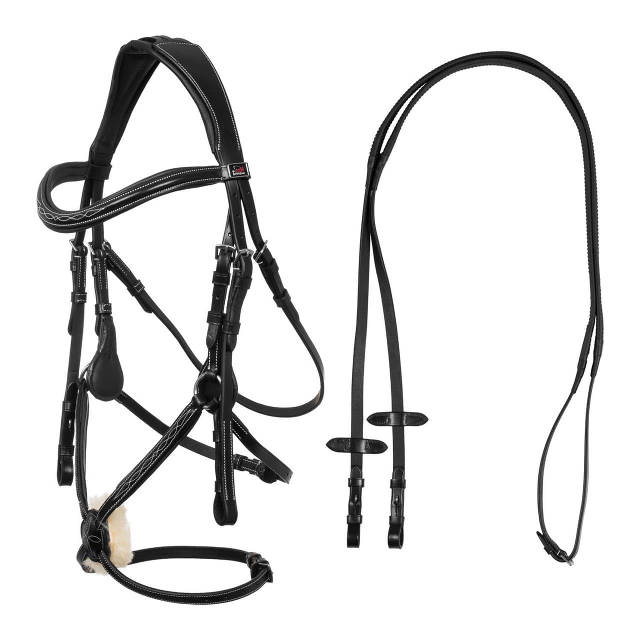 Briglia messicana con nasalina anatomica e curva, vista 1