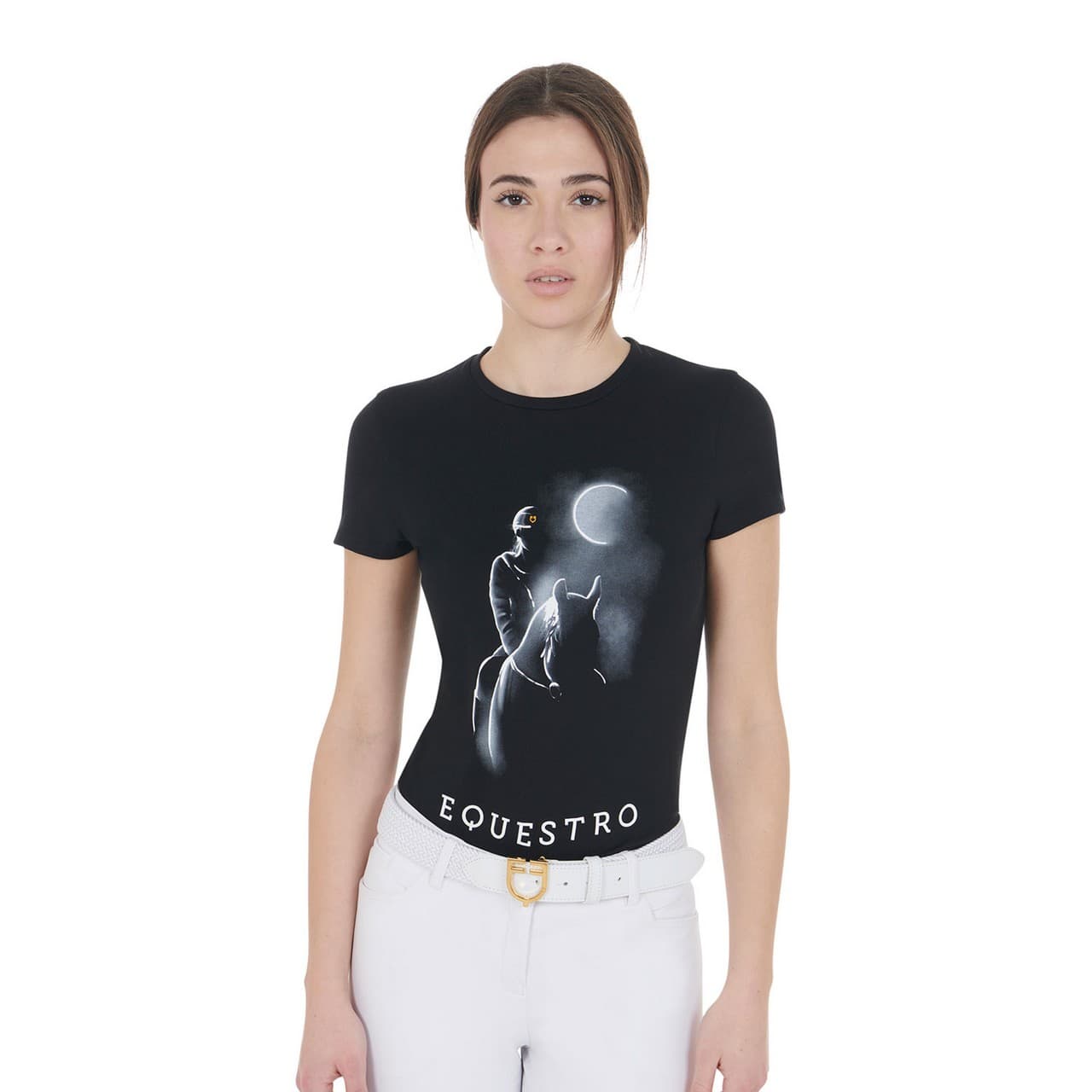 T-shirt donna slim fit con stampa raggio di luna, vista 1