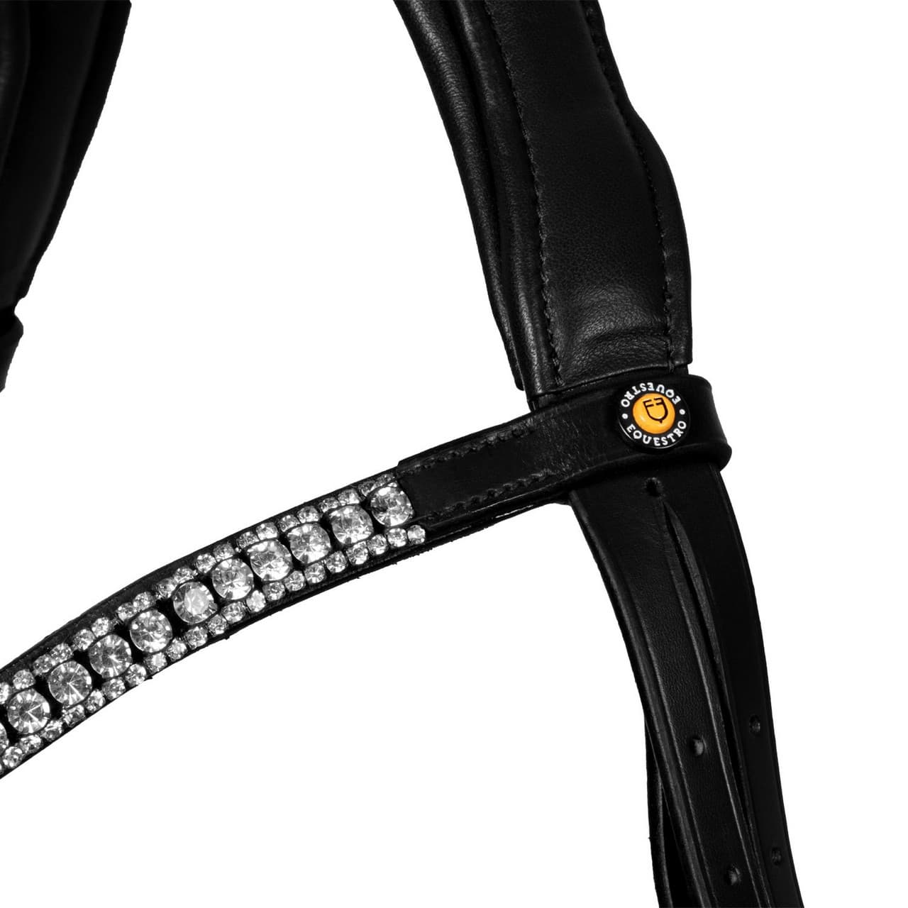 Testiera nera anatomica in pelle con strass, vista 5