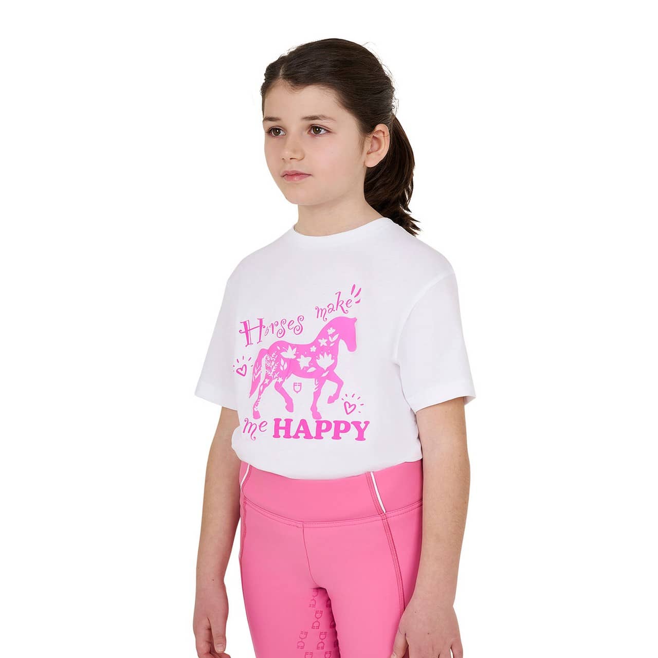 T-shirt bambina Horses Make Me Happy in cotone