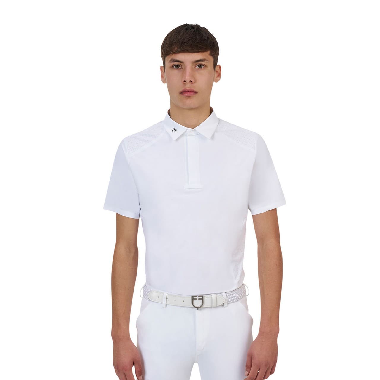 Polo concorso uomo Equestro Ridertechnology manica corta bottoni, vista 1