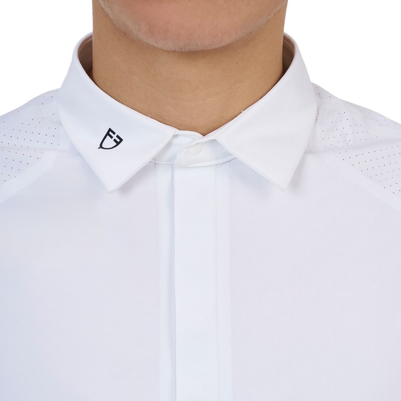 Polo concorso uomo Equestro Ridertechnology manica corta bottoni, vista 3