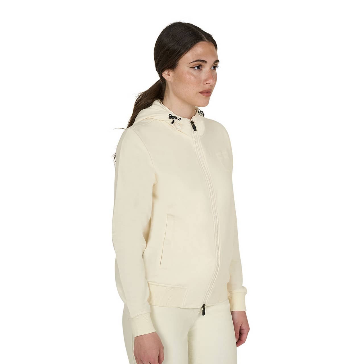 Felpa donna con cappuccio regolabile e zip
