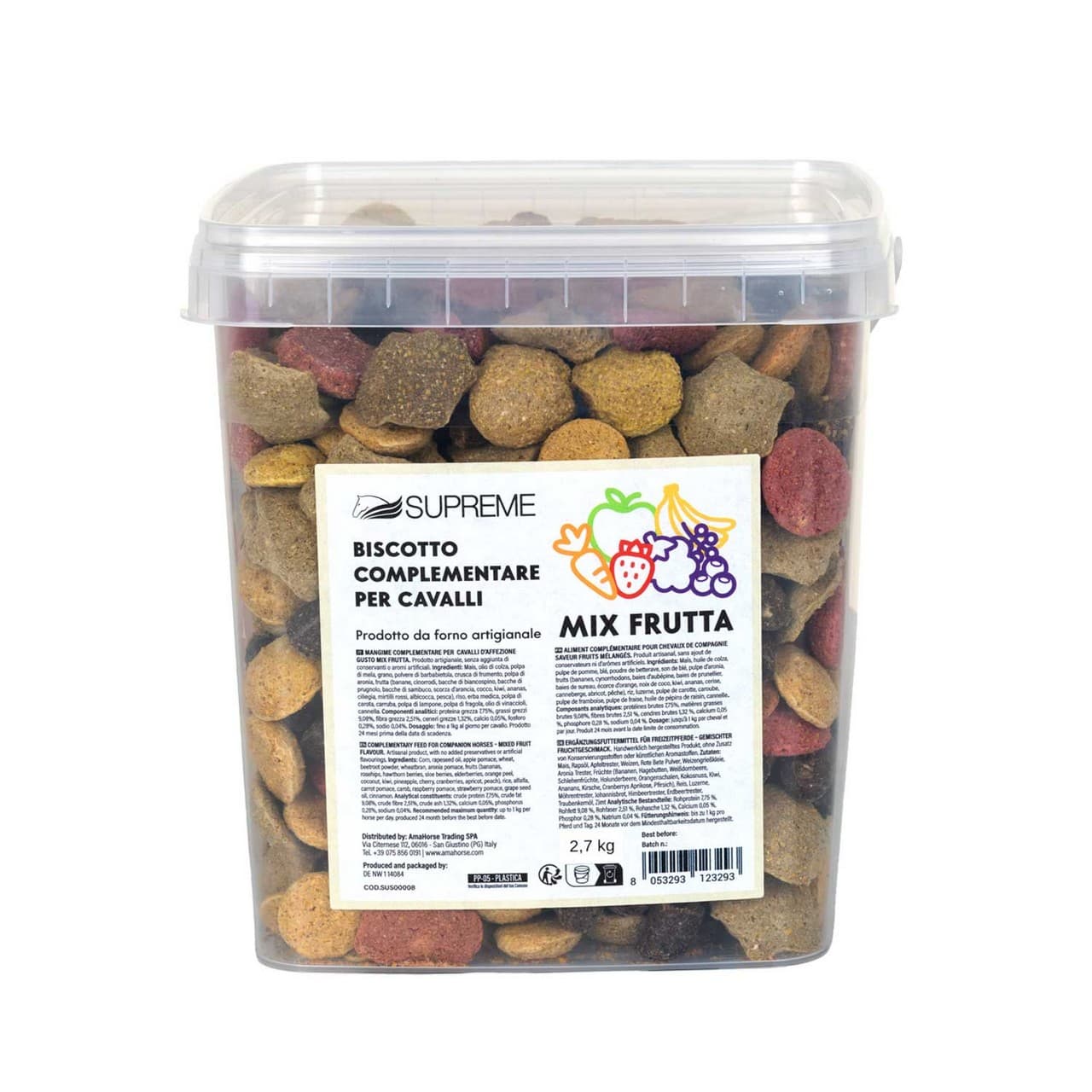 Biscotti per cavalli mix di frutta 2,7 kg, vista 1